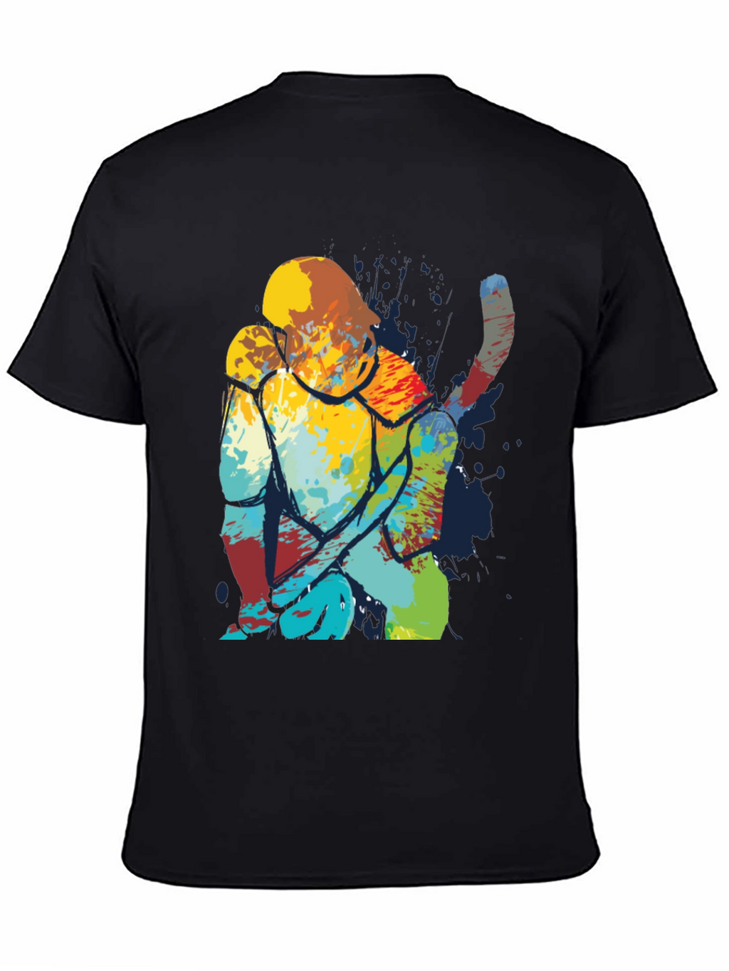 Abstract Cat Art Print Mens Black T-Shirt