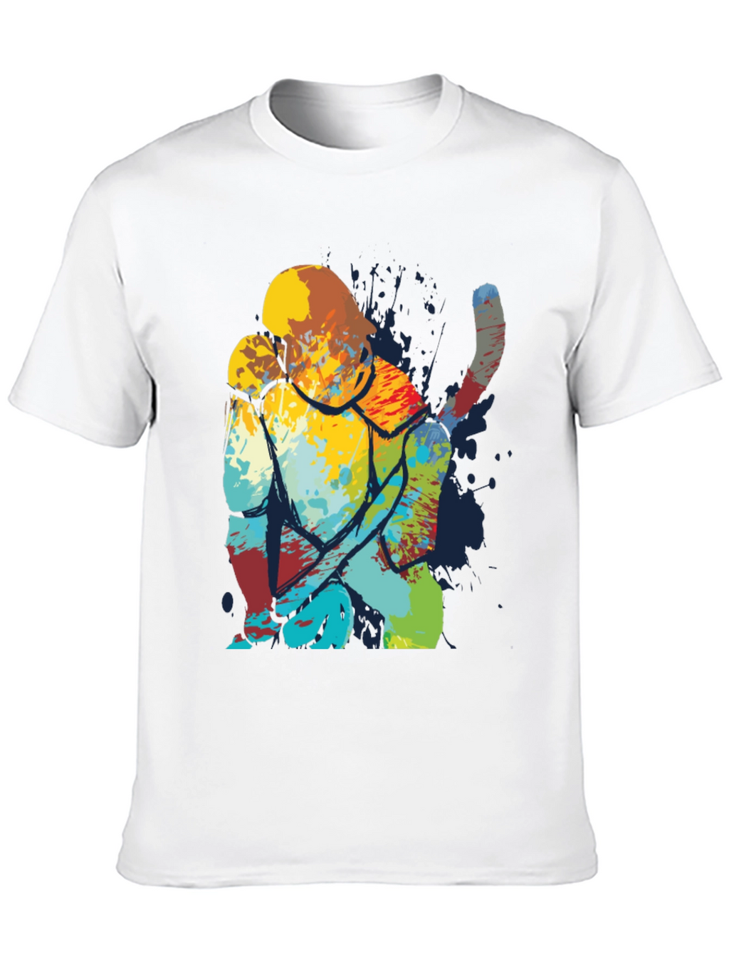 Abstract Cat Art Print Mens Black T-Shirt