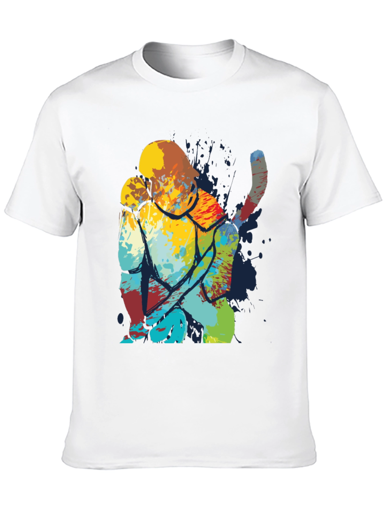 Abstract Cat Art Print Mens Black T-Shirt