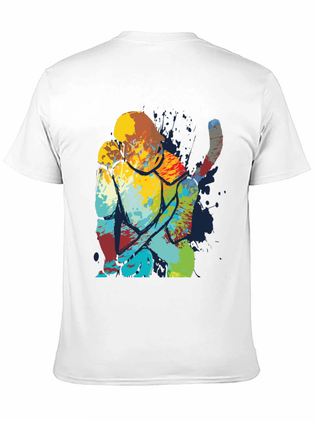 Abstract Cat Art Print Mens Black T-Shirt