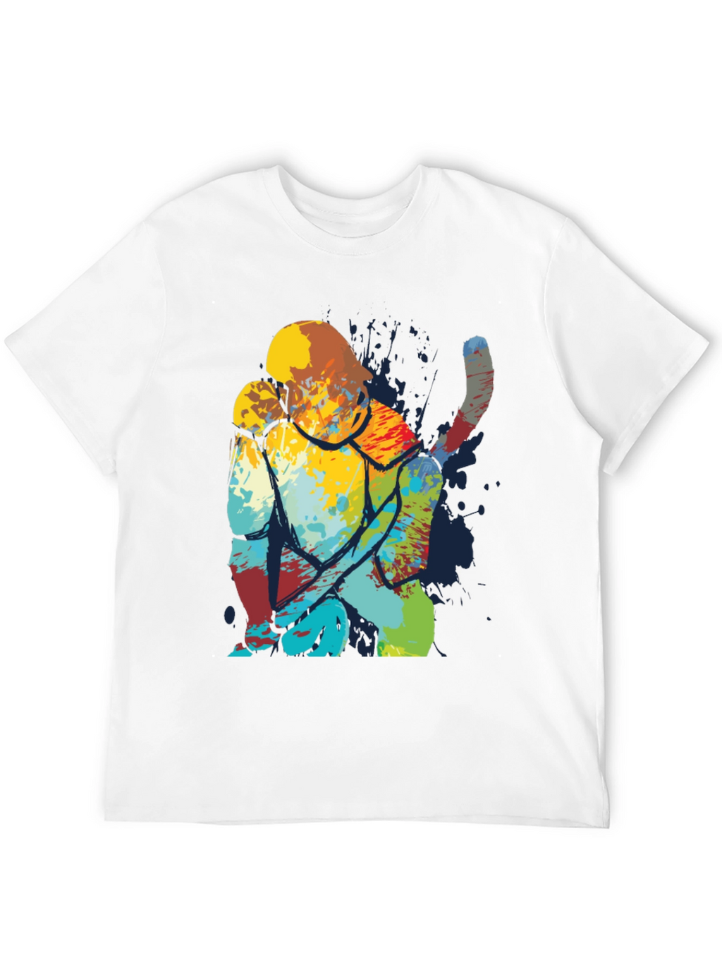 Abstract Cat Art Print Mens Black T-Shirt