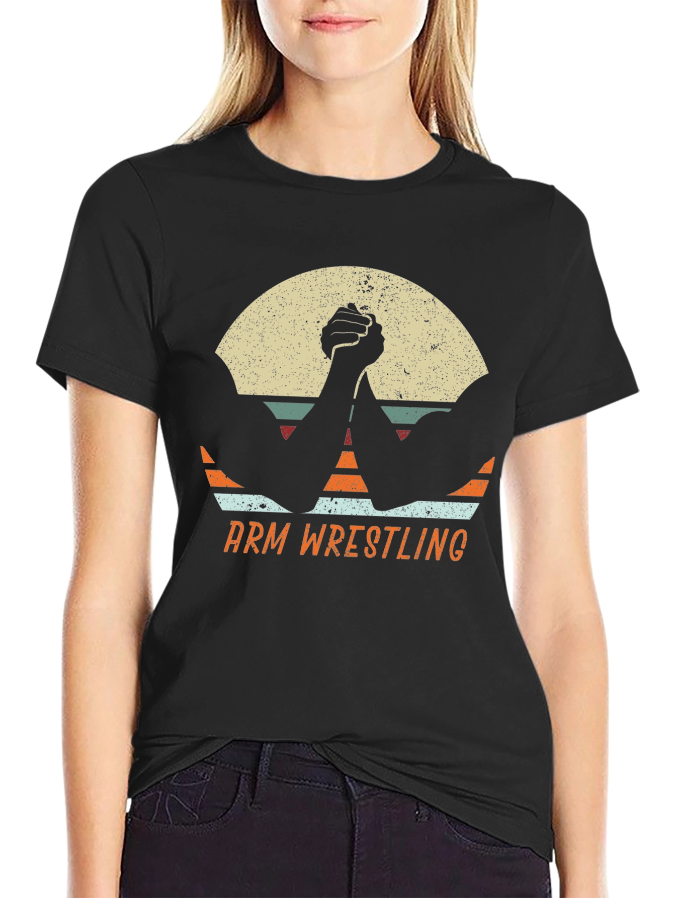 Vintage Arm Wrestling T-Shirt Black Graphic Tee