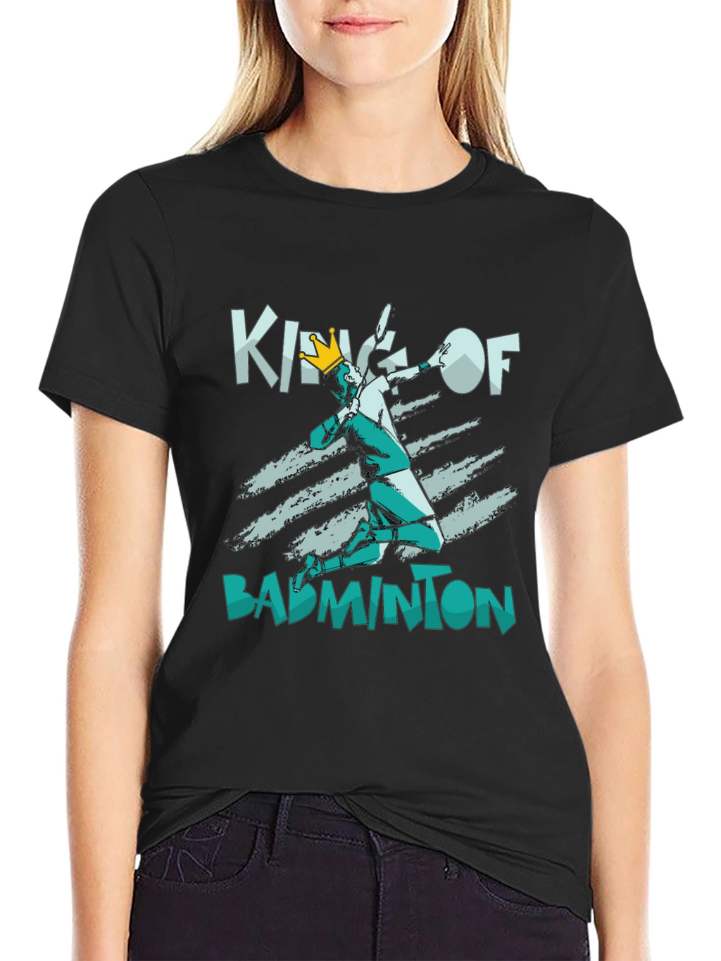 King of Badminton Black T-Shirt