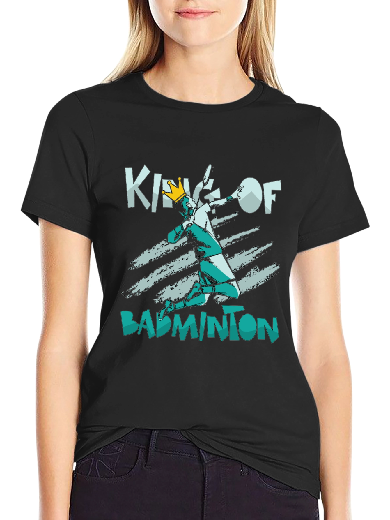 King of Badminton Black T-Shirt