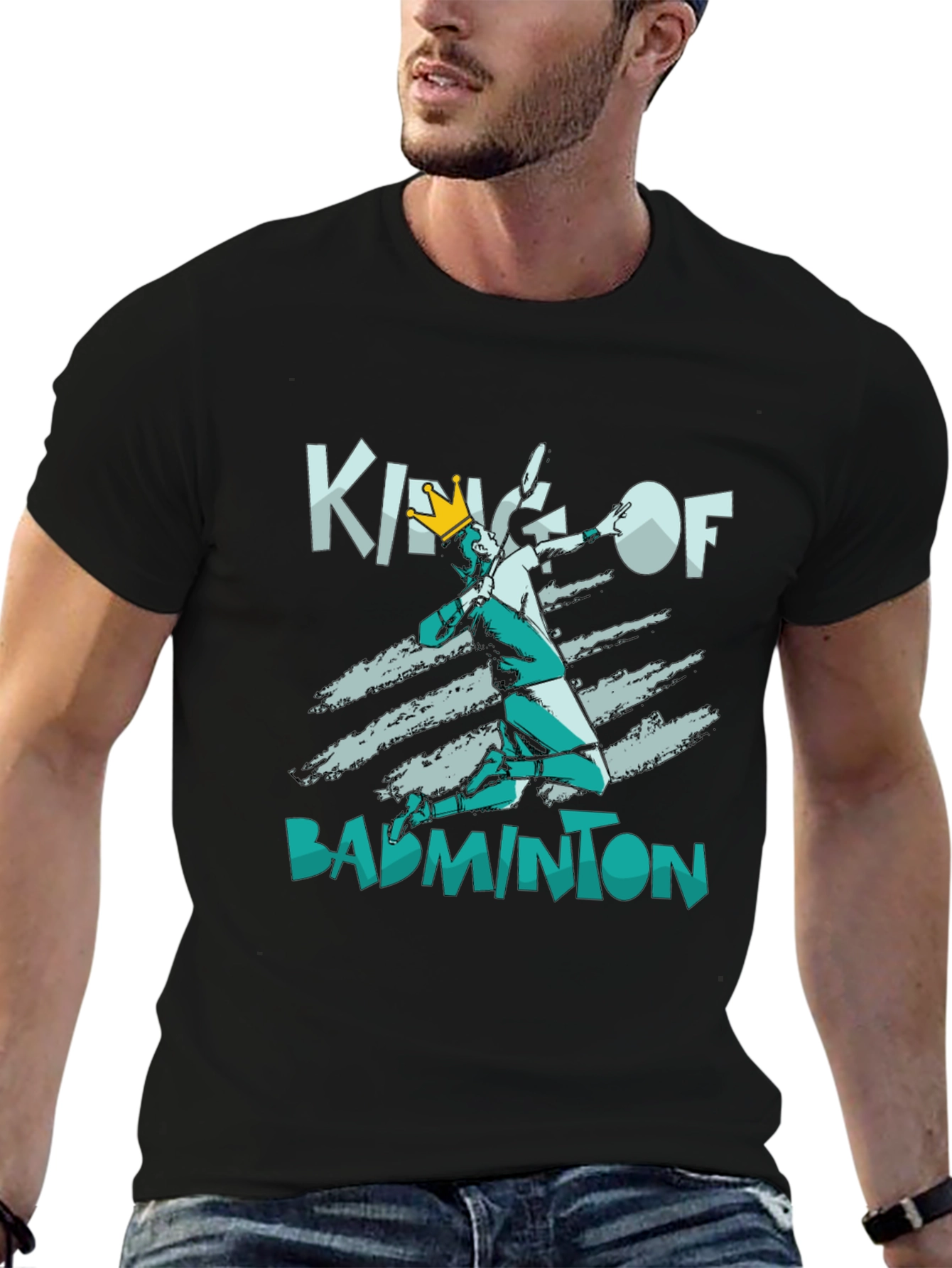 King of Badminton Black T-Shirt