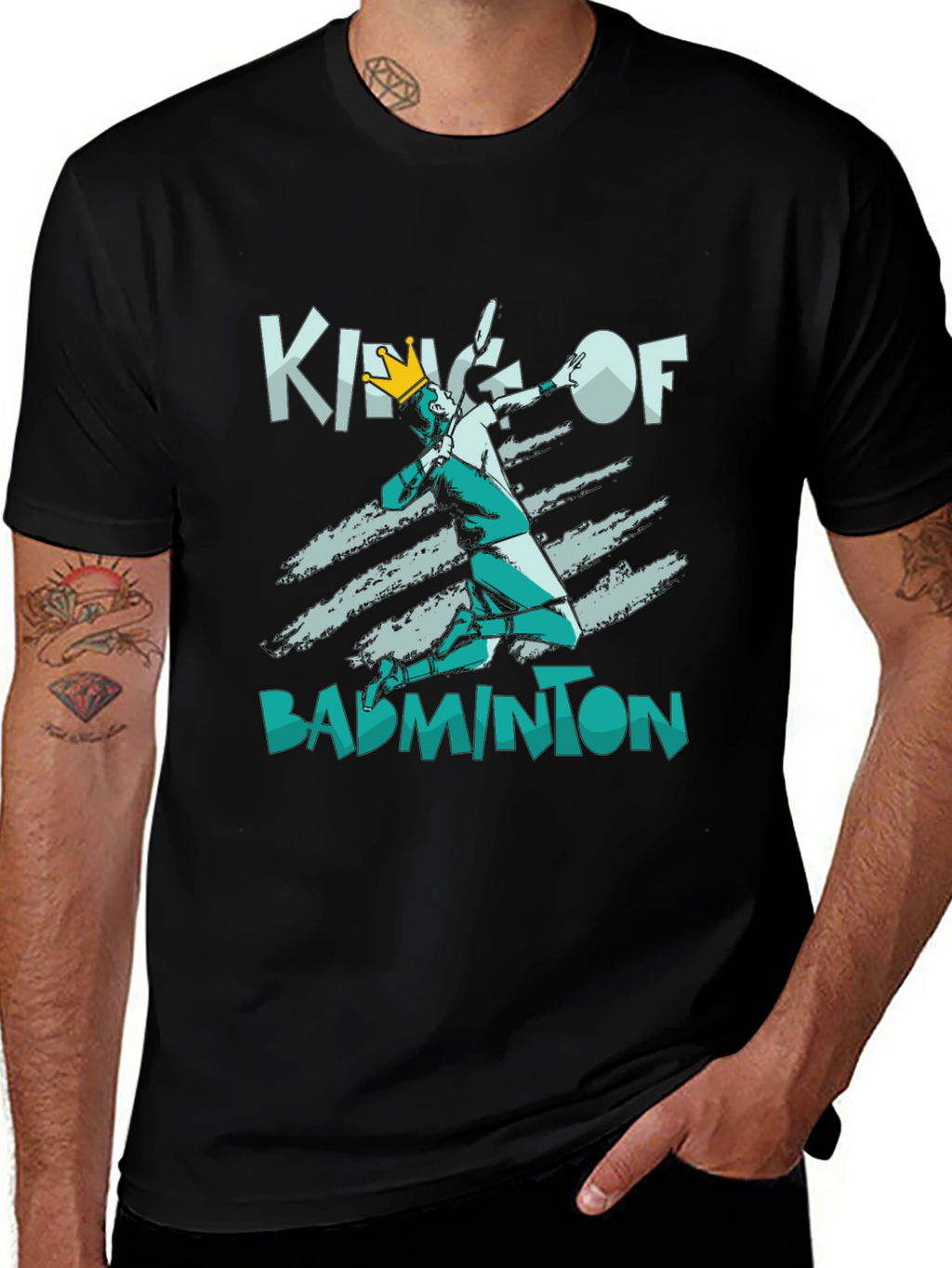 King of Badminton Black T-Shirt