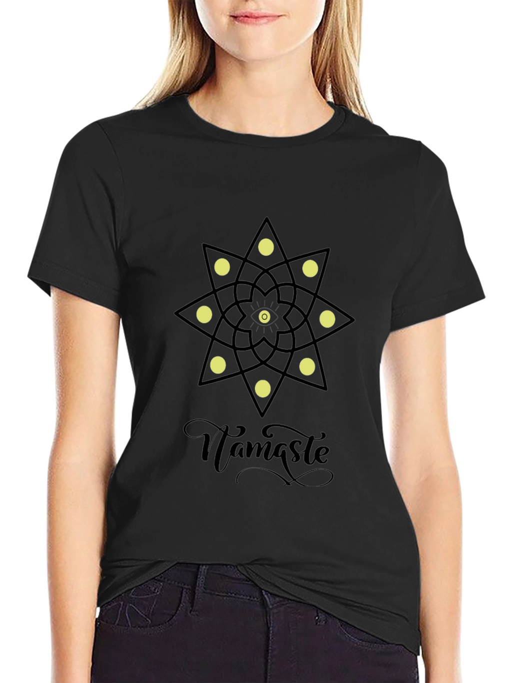 Namaste Mandala Graphic Black T-Shirt