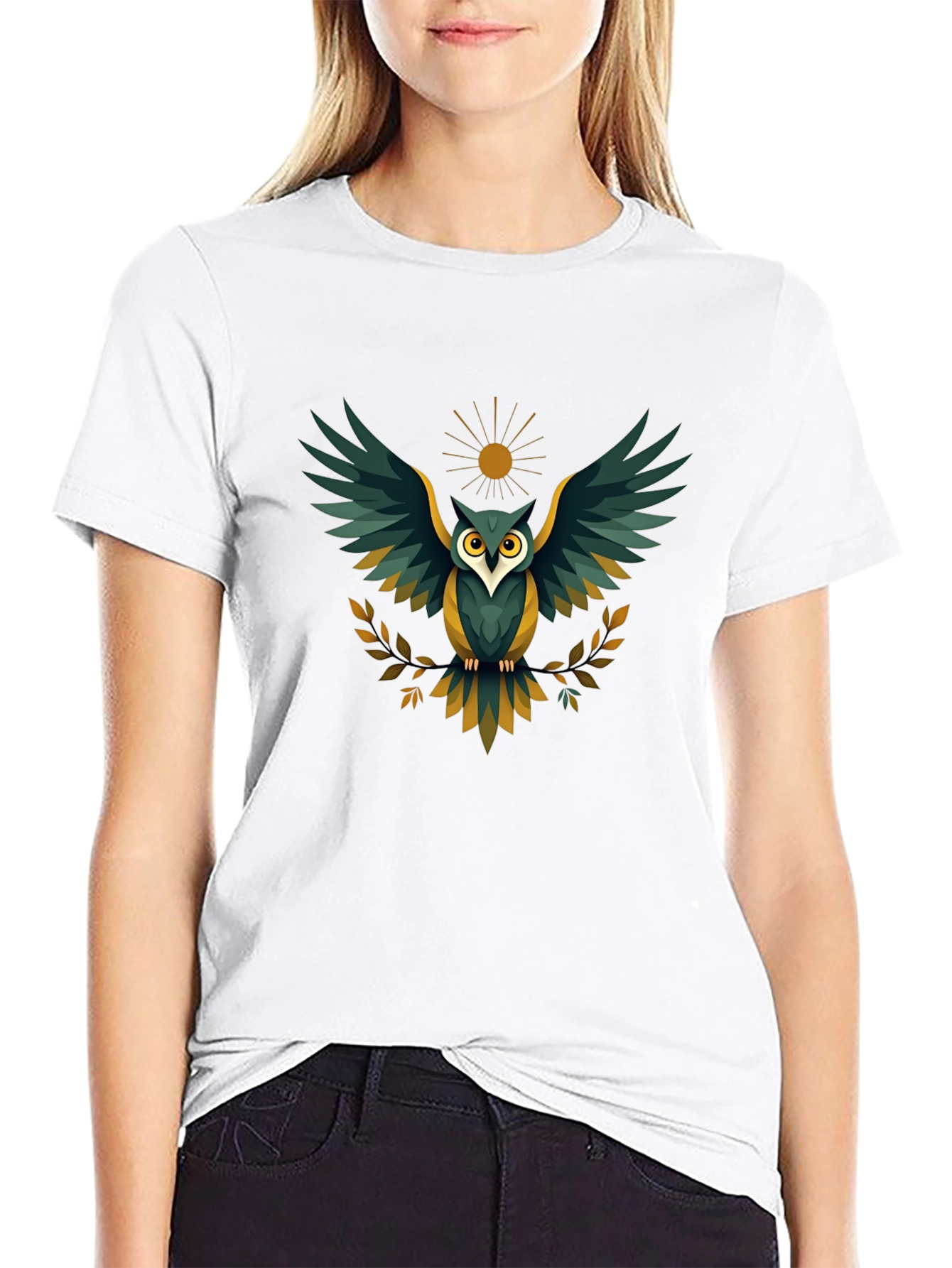 Mens Black Owl Graphic T-Shirt