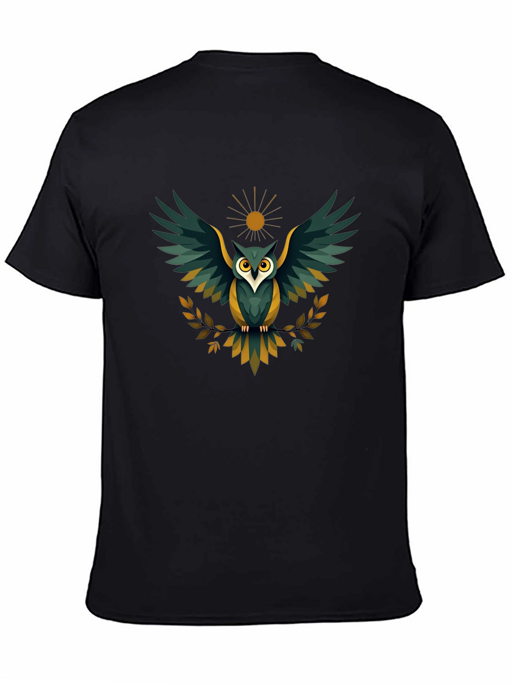 Mens Black Owl Graphic T-Shirt