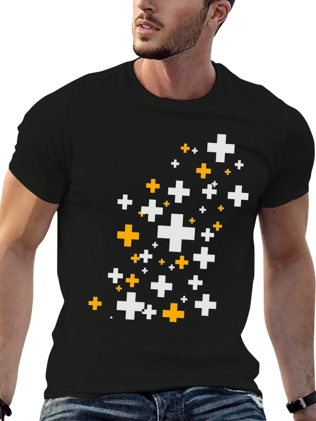 Pixel Plus Graphic Tee - Black Cotton Comfort