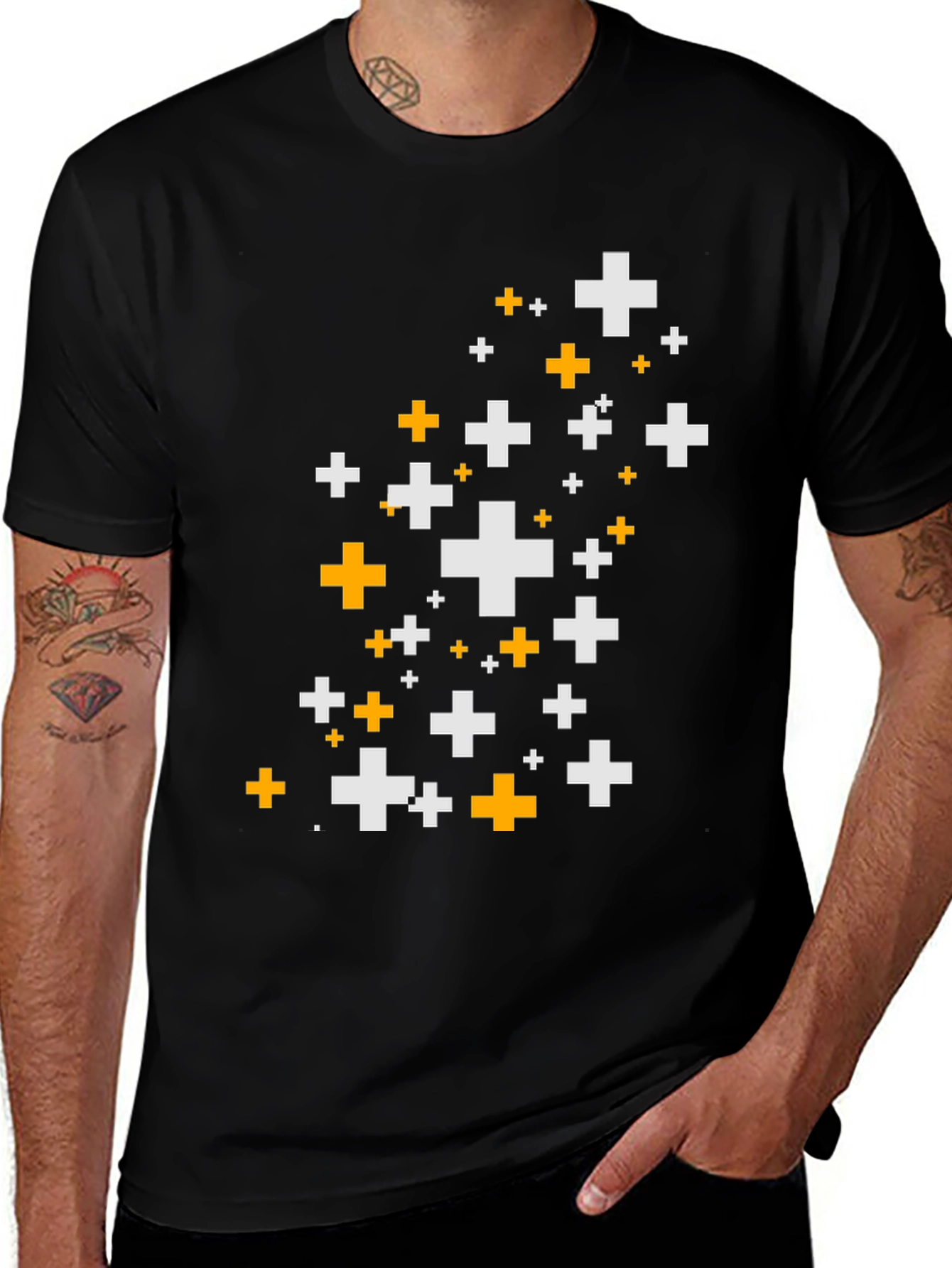 Pixel Plus Graphic Tee - Black Cotton Comfort