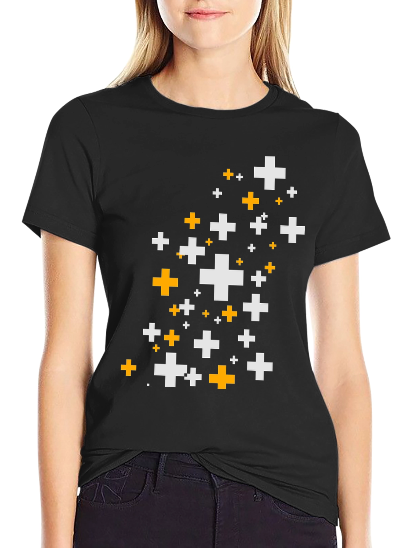 Pixel Plus Graphic Tee - Black Cotton Comfort