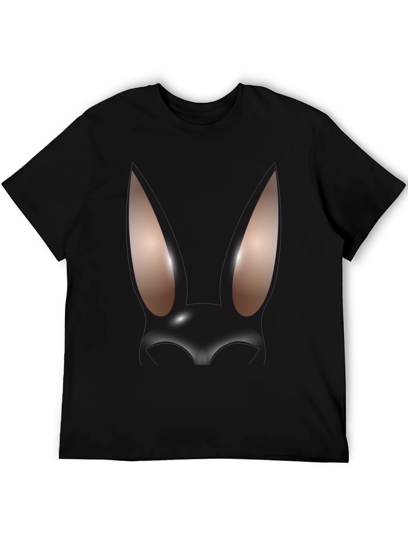 Abstract Bunny Graphic Black T-Shirt