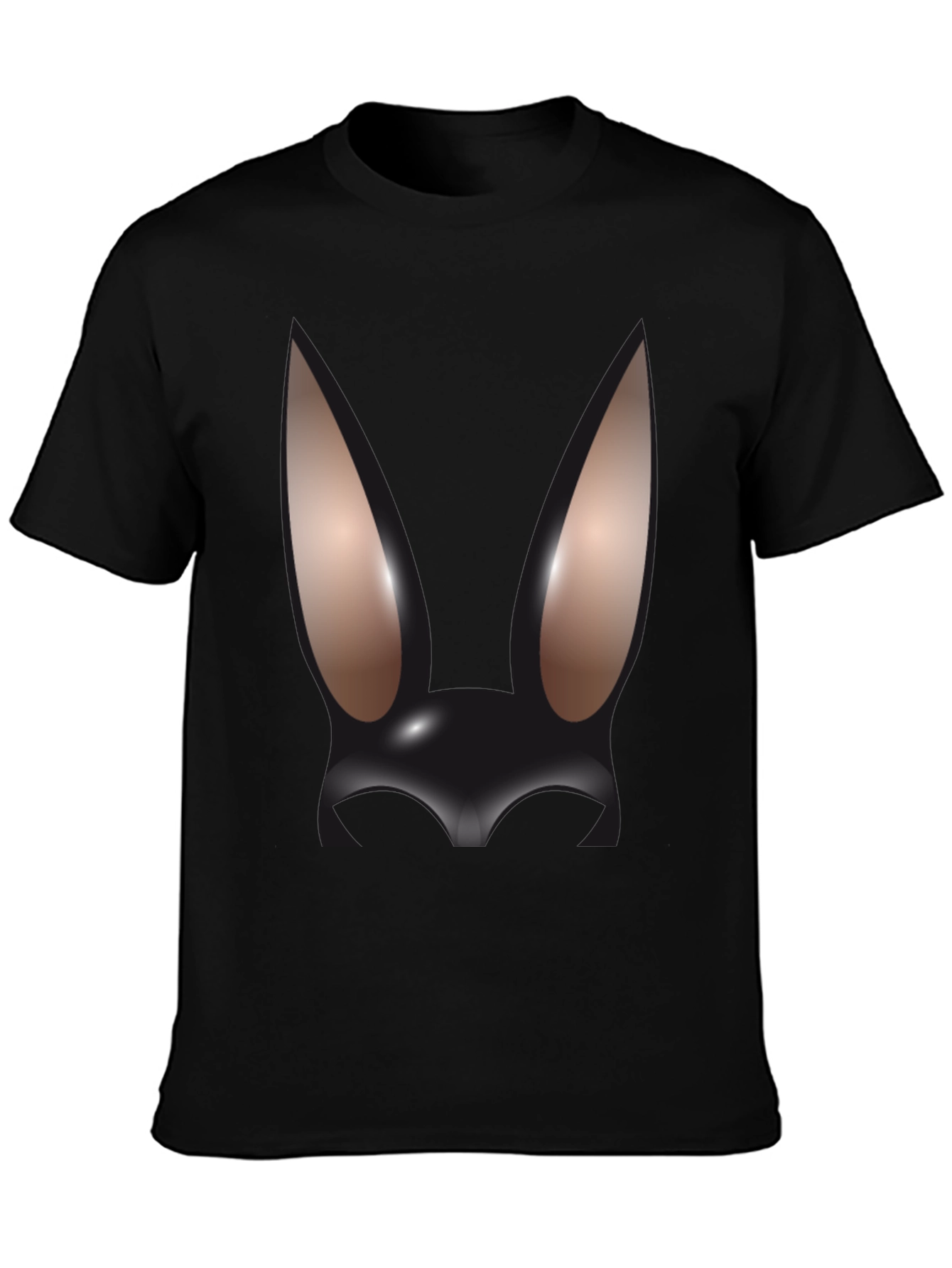 Abstract Bunny Graphic Black T-Shirt