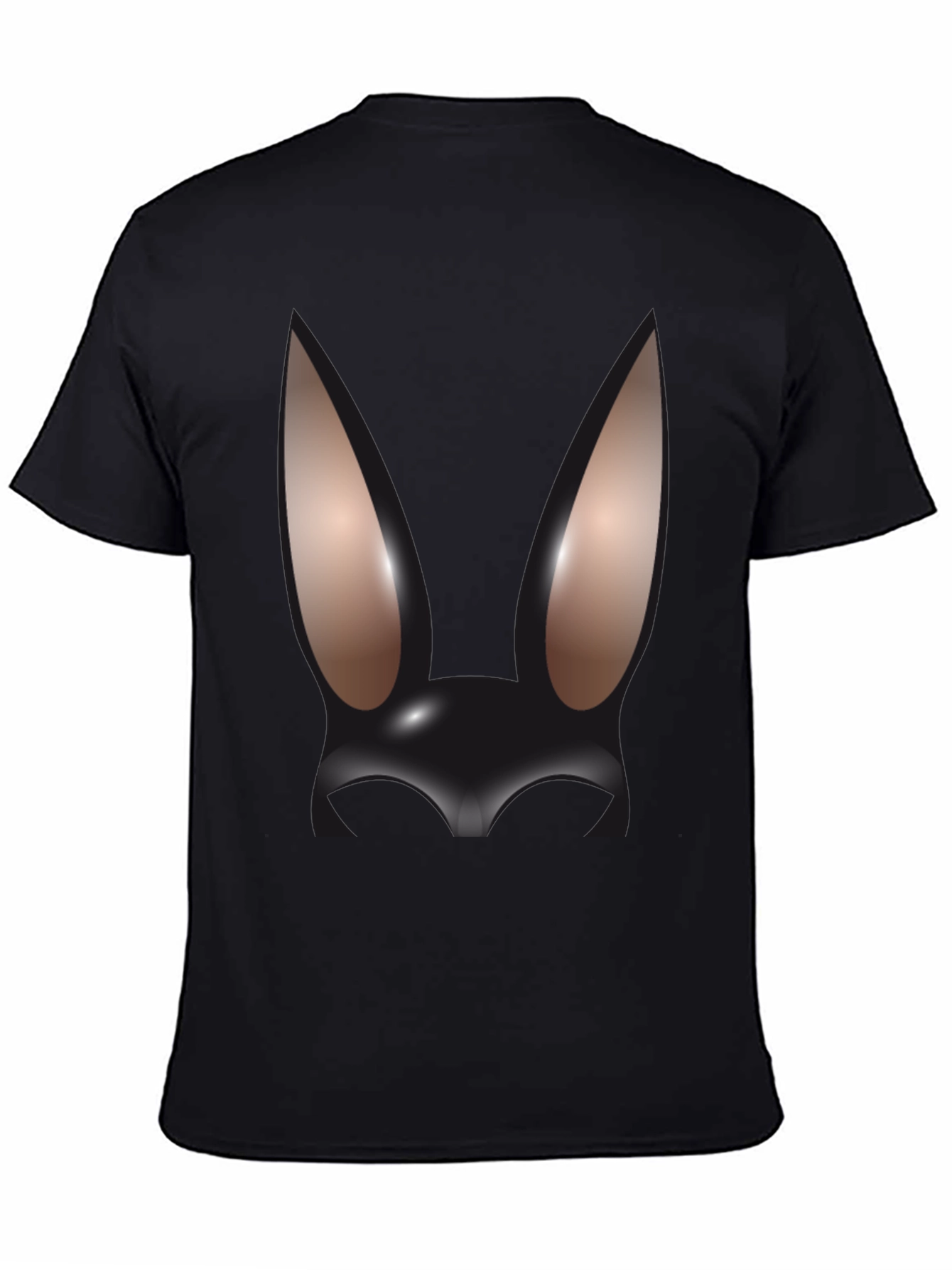 Abstract Bunny Graphic Black T-Shirt
