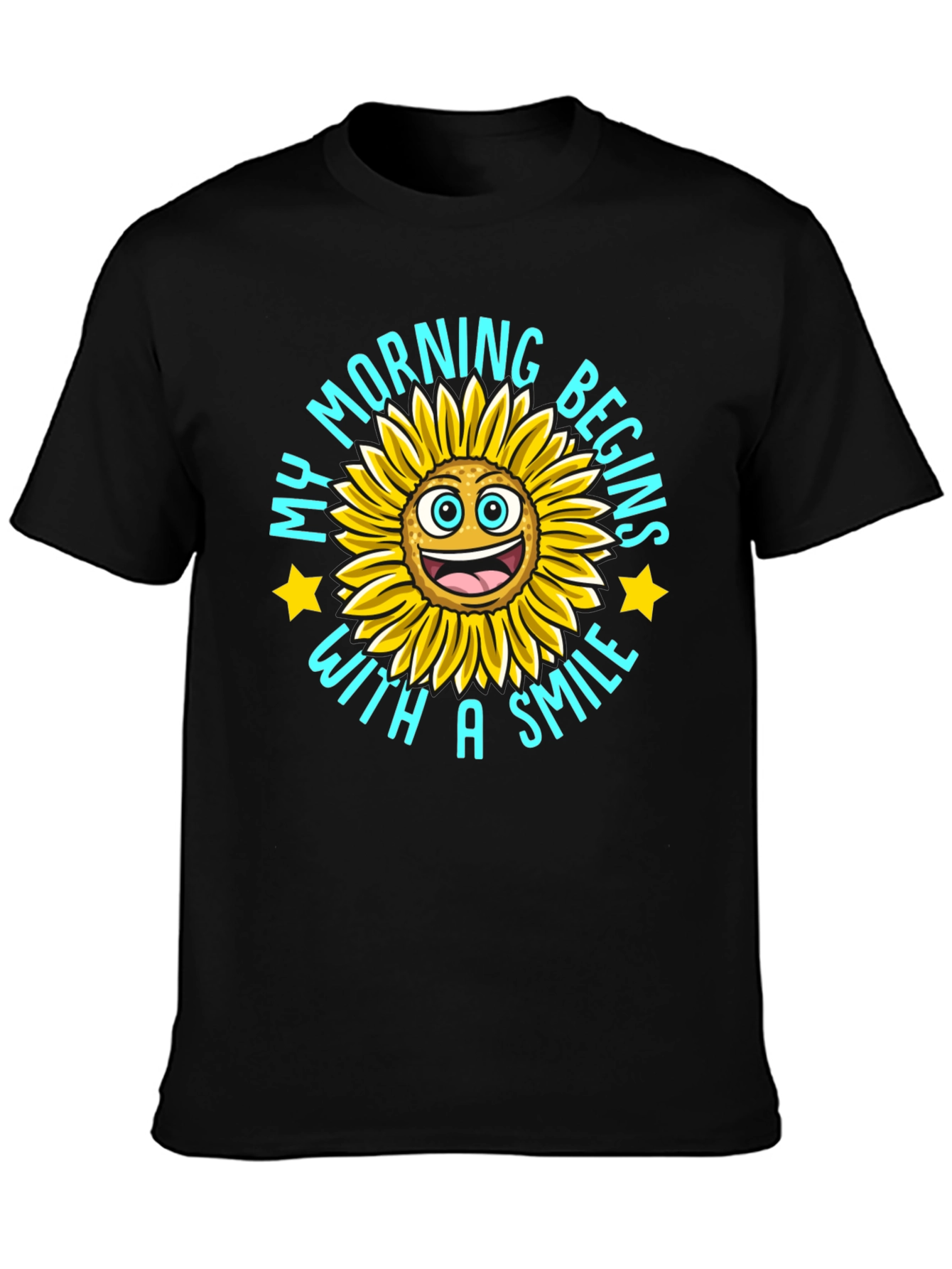 My Morning Begins With A Smile Black T-Shirt