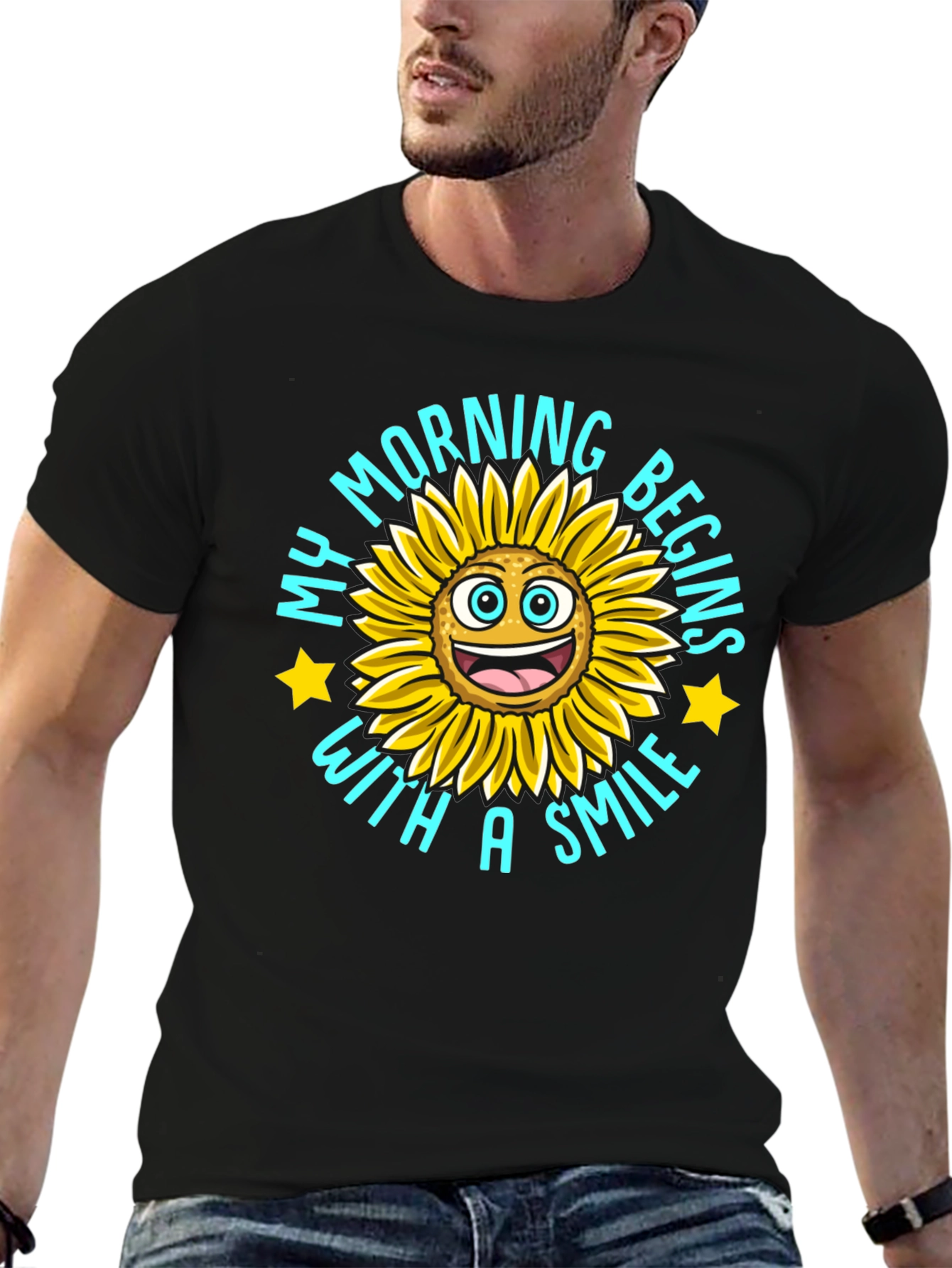 My Morning Begins With A Smile Black T-Shirt