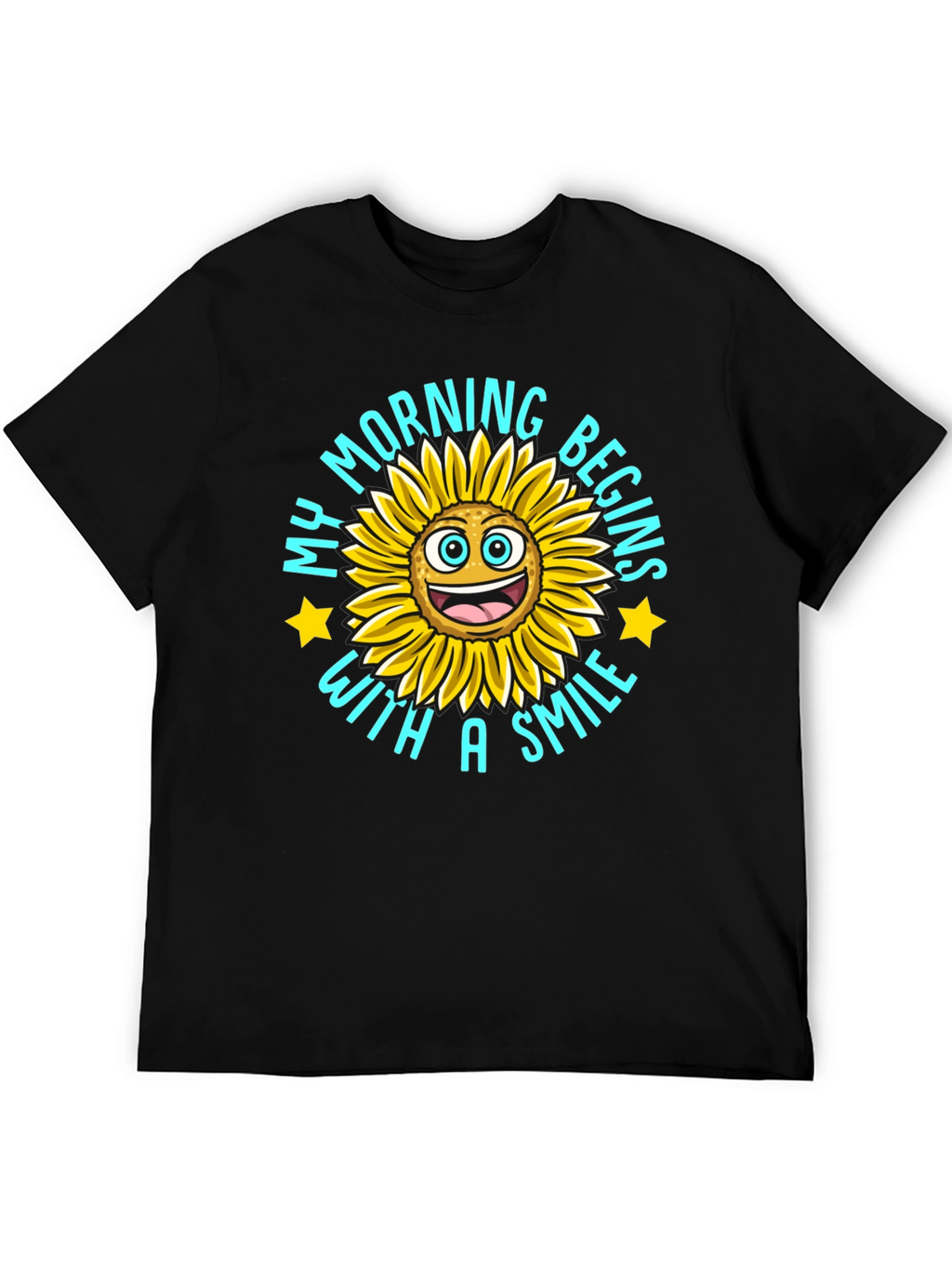 My Morning Begins With A Smile Black T-Shirt