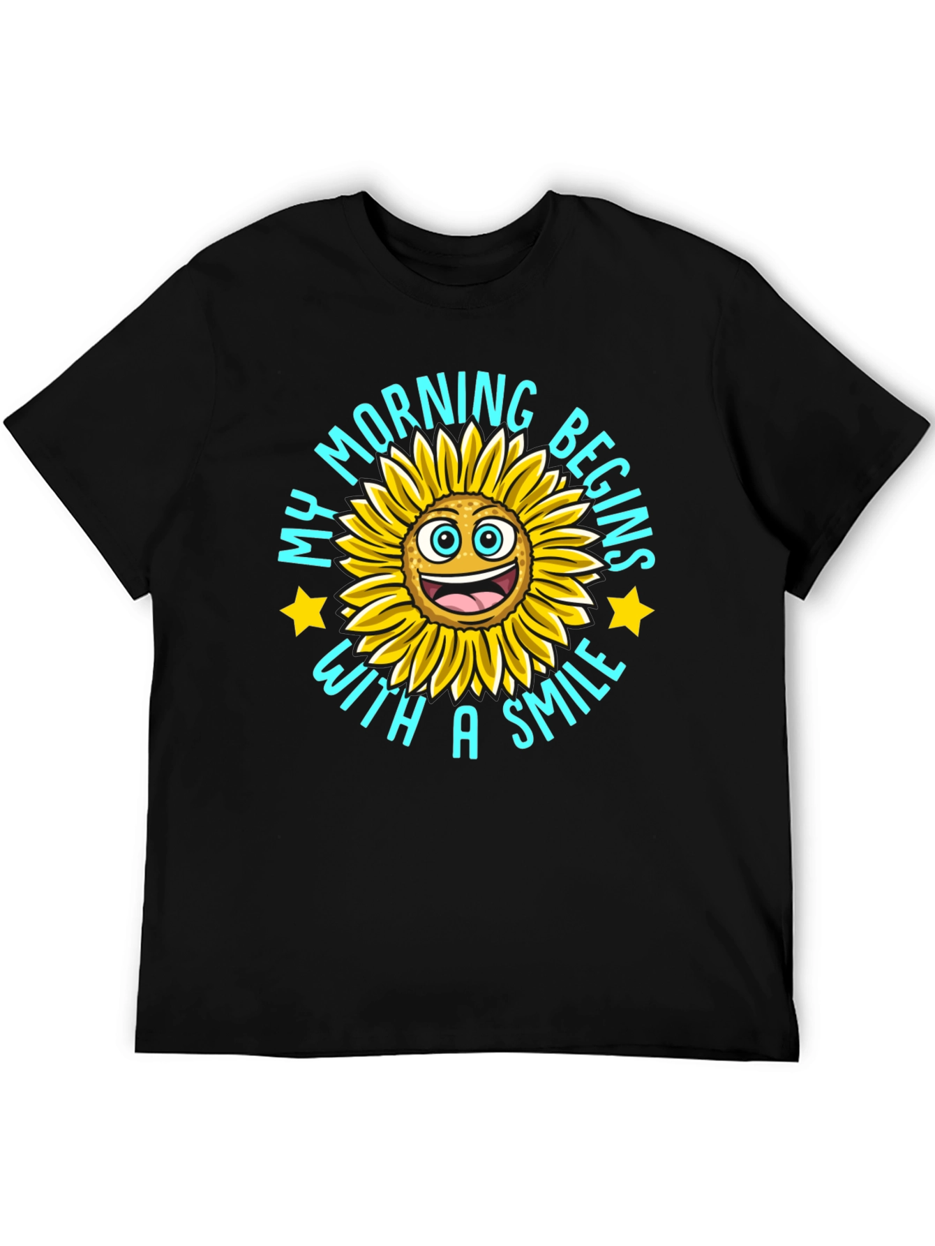 My Morning Begins With A Smile Black T-Shirt