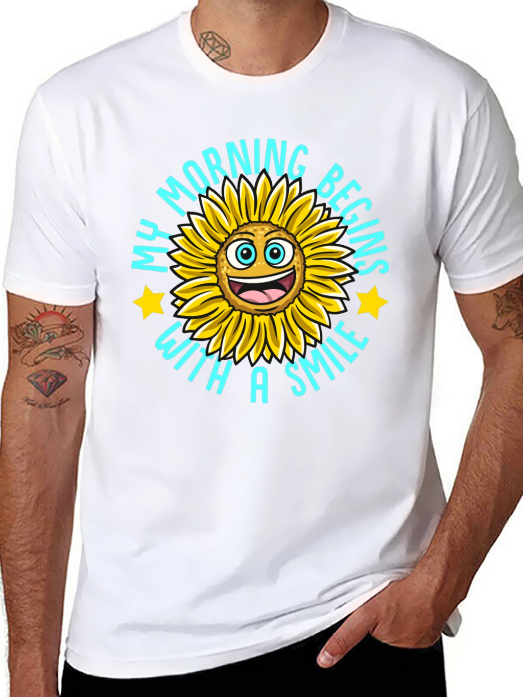 My Morning Begins With A Smile Black T-Shirt