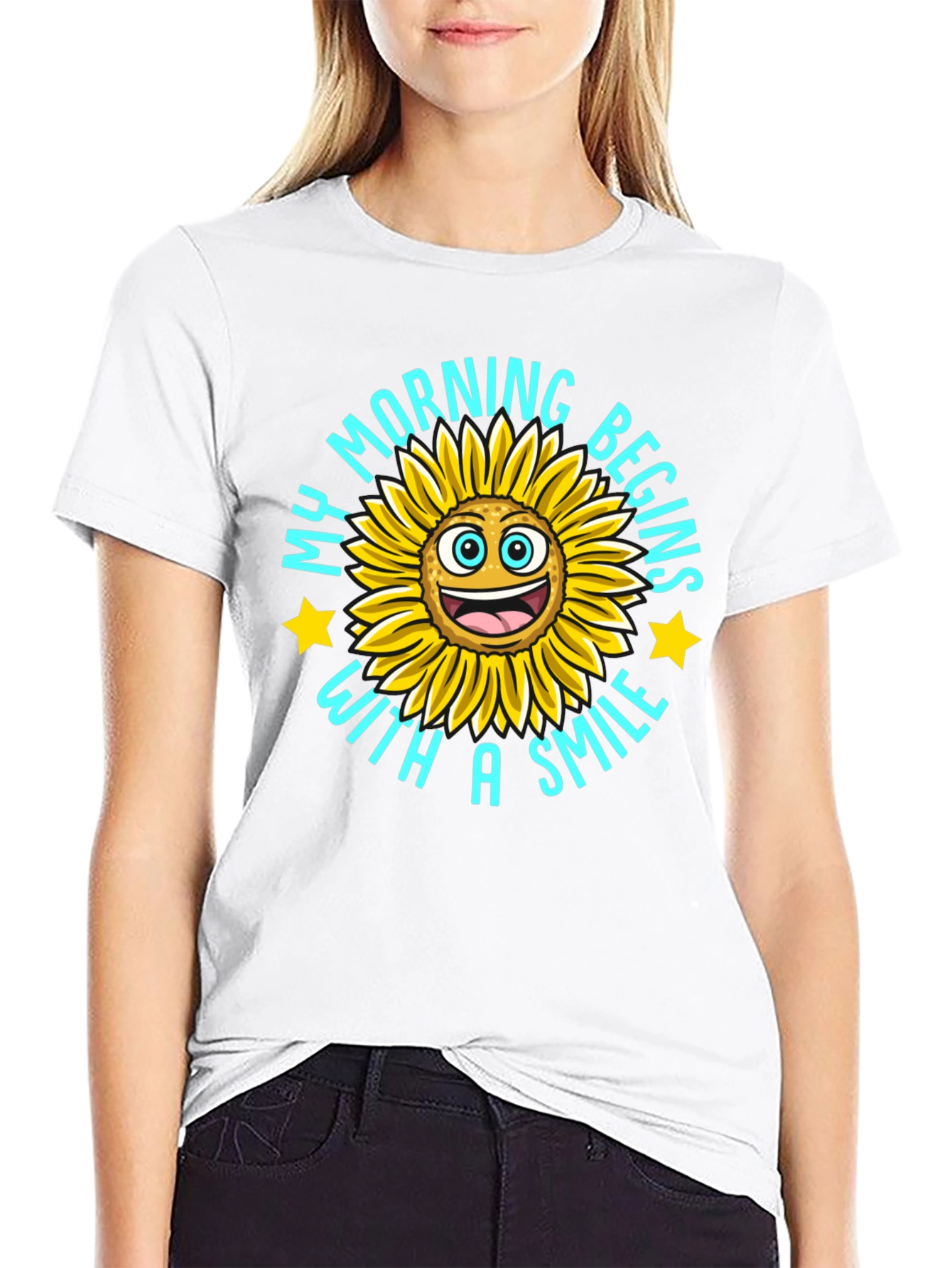 My Morning Begins With A Smile Black T-Shirt