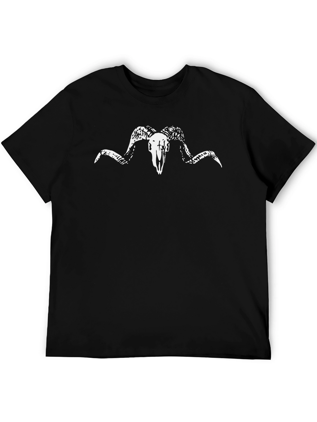 Black T-Shirt with Ram Skull Graphic
