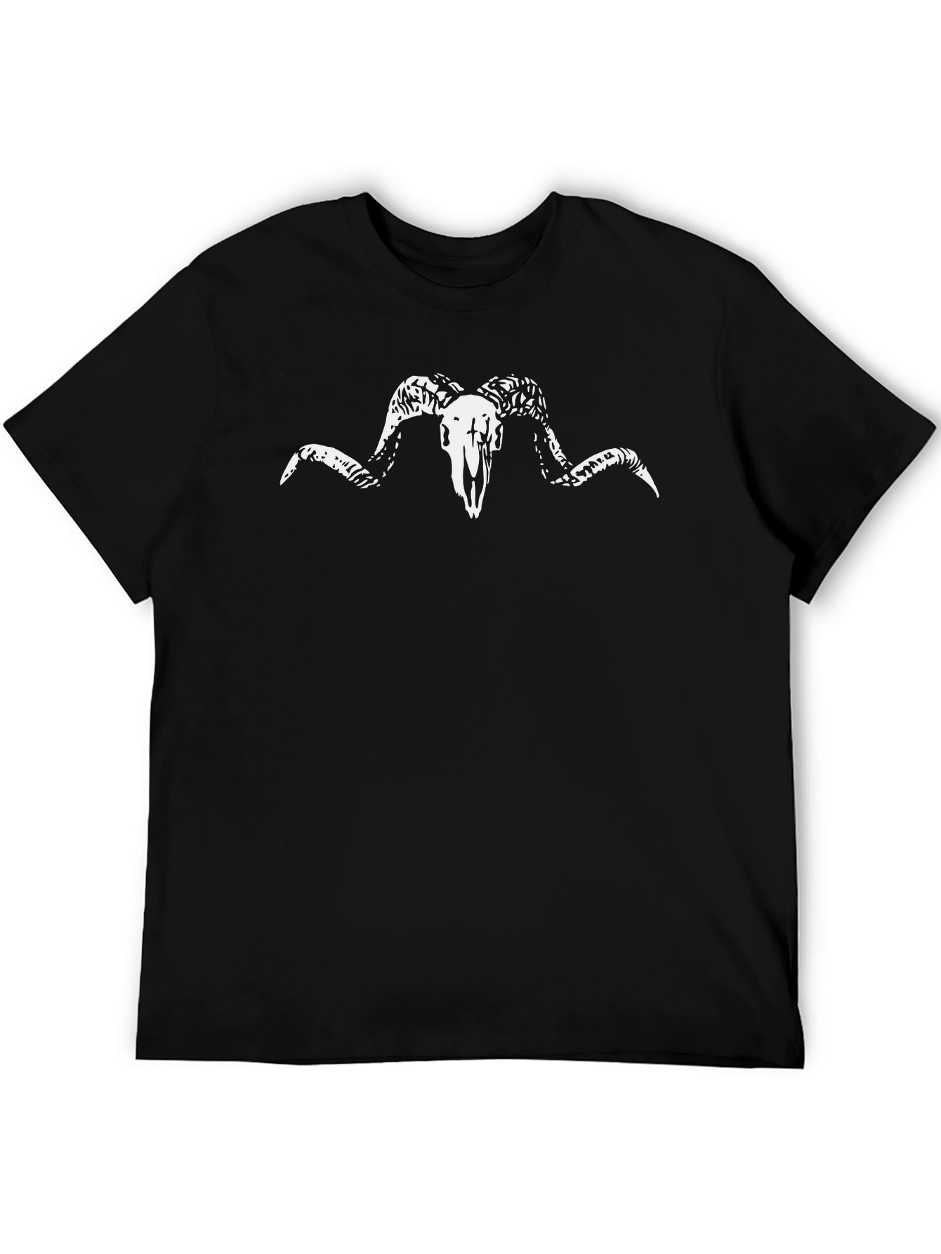 Black T-Shirt with Ram Skull Graphic