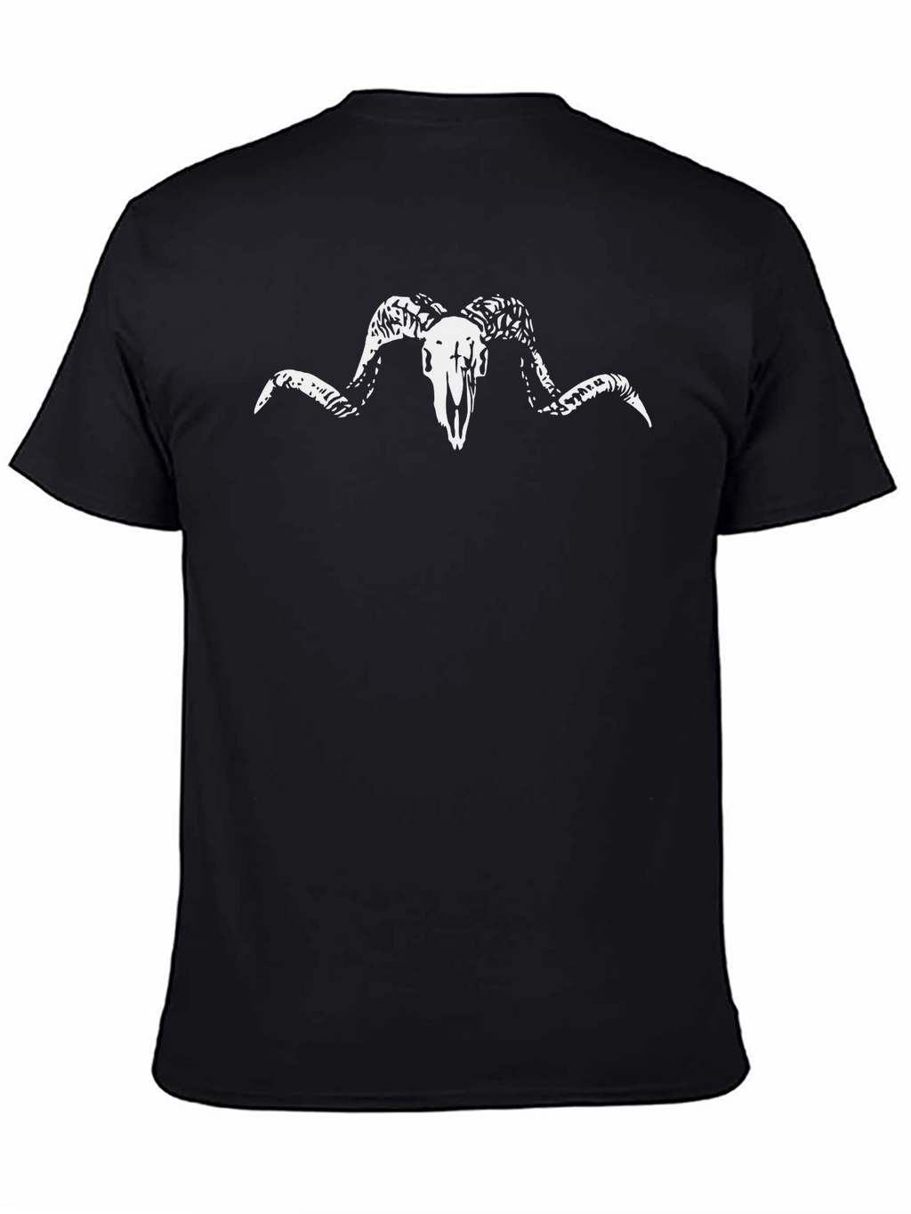 Black T-Shirt with Ram Skull Graphic