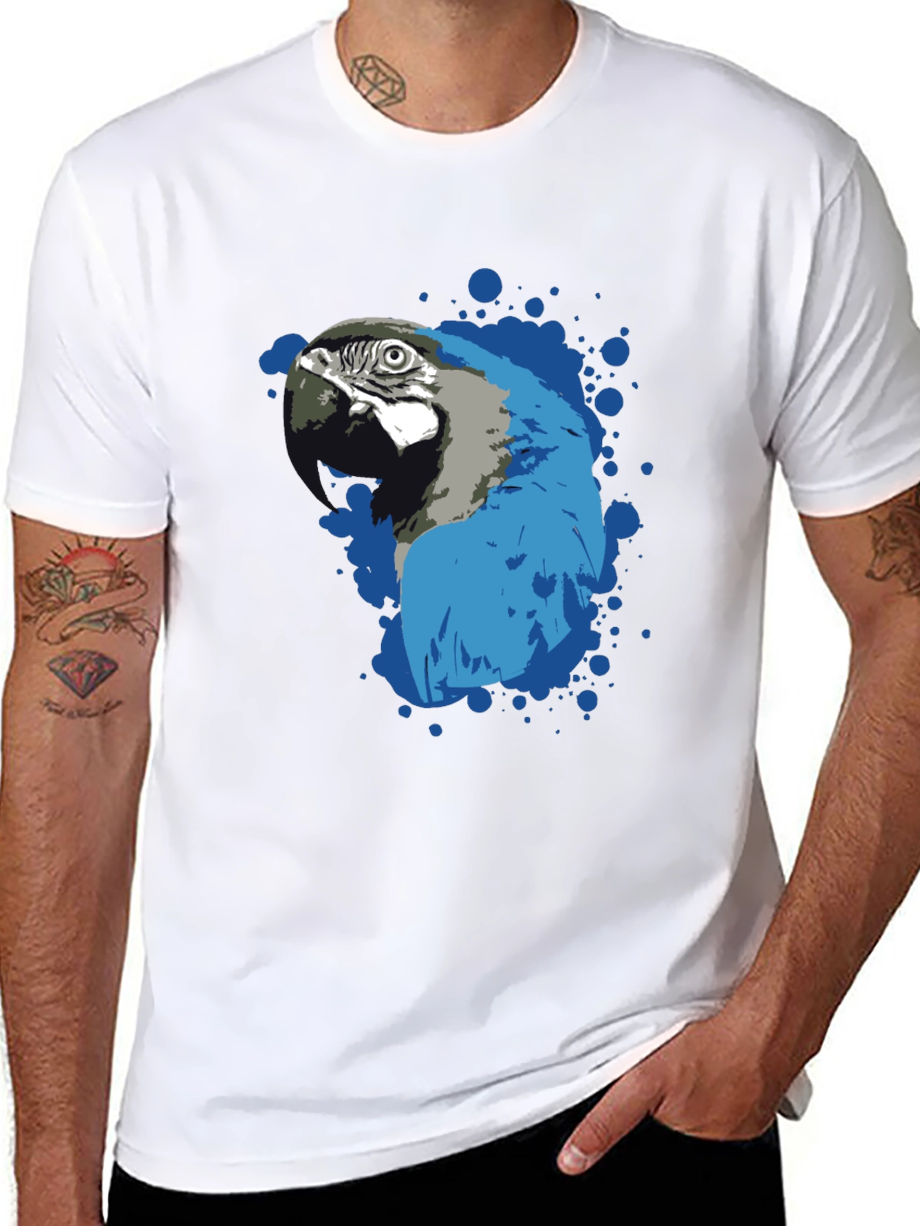 Parrot Splash Graphic T-Shirt - Stylish Mens Tee