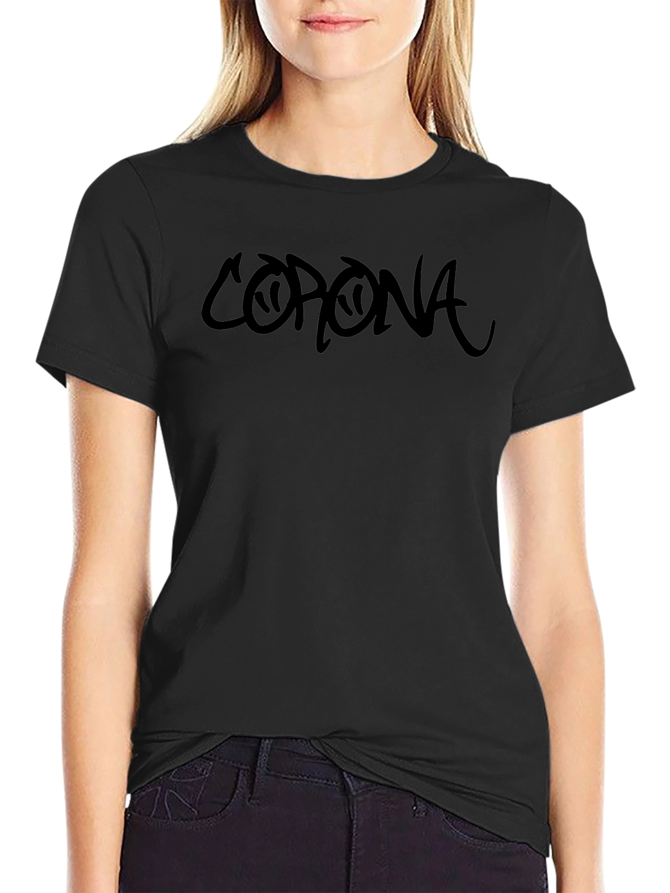 Corona Graphic Tee - Black Casual T-Shirt