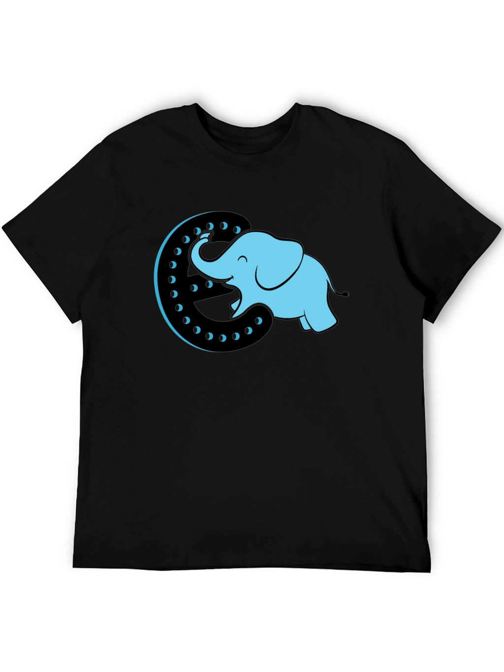 Elephant Moon Graphic Tee - Black Cotton T-Shirt