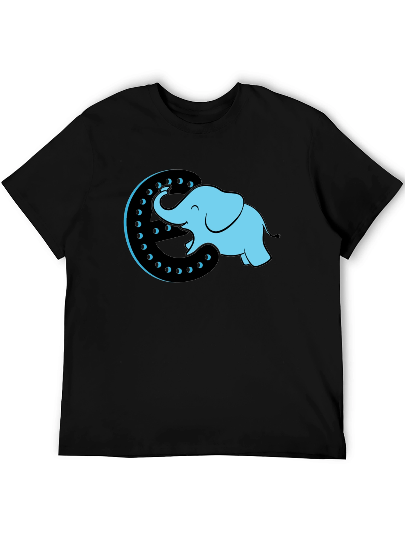 Elephant Moon Graphic Tee - Black Cotton T-Shirt