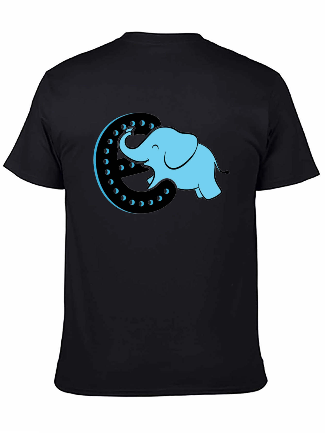 Elephant Moon Graphic Tee - Black Cotton T-Shirt