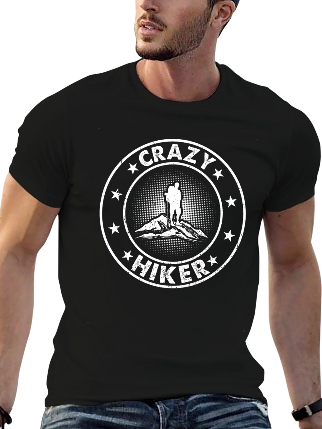 Crazy Hiker Graphic Tee - Black Adventure Shirt