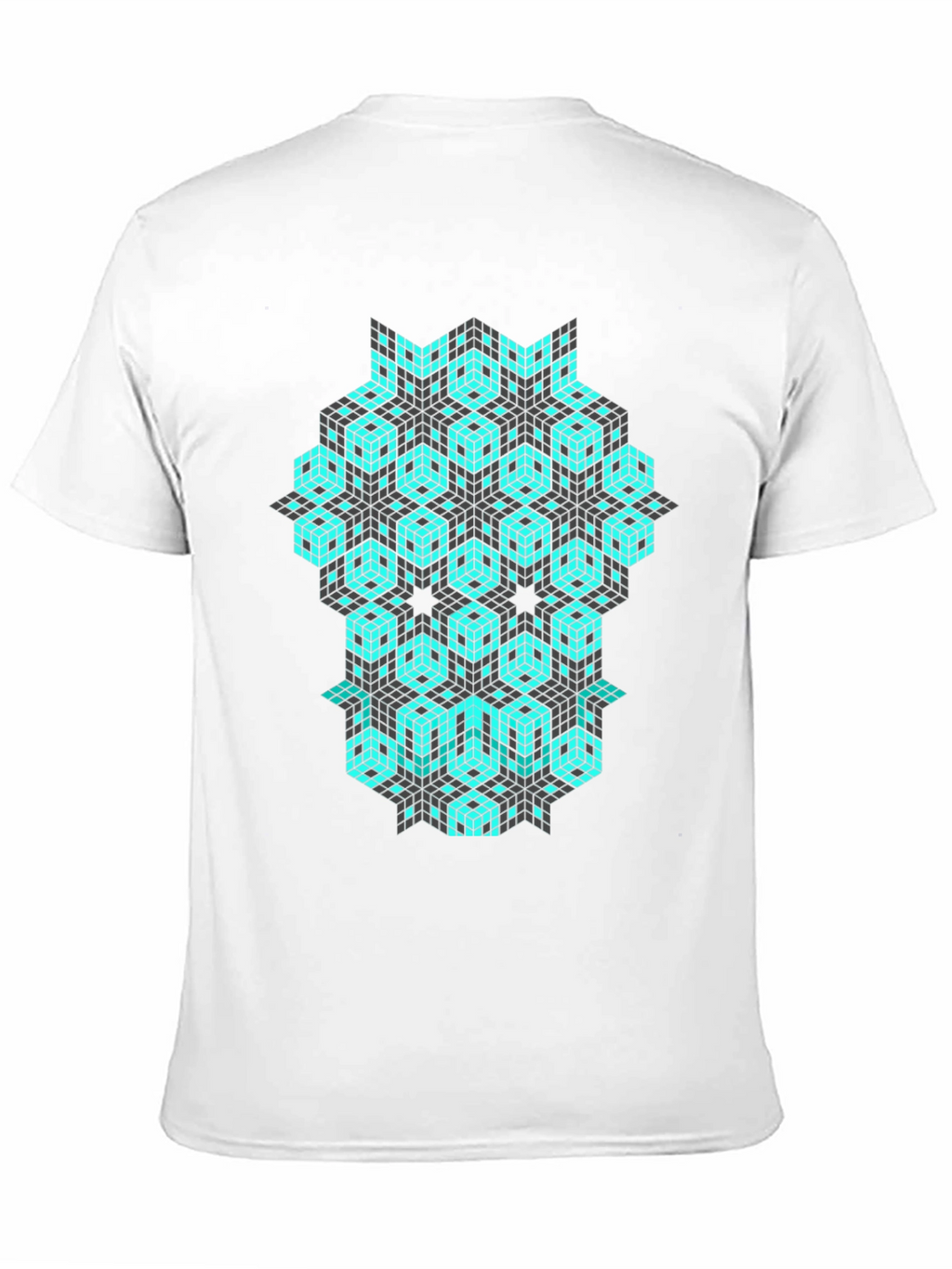 Geometric Cube Pattern Black T-Shirt