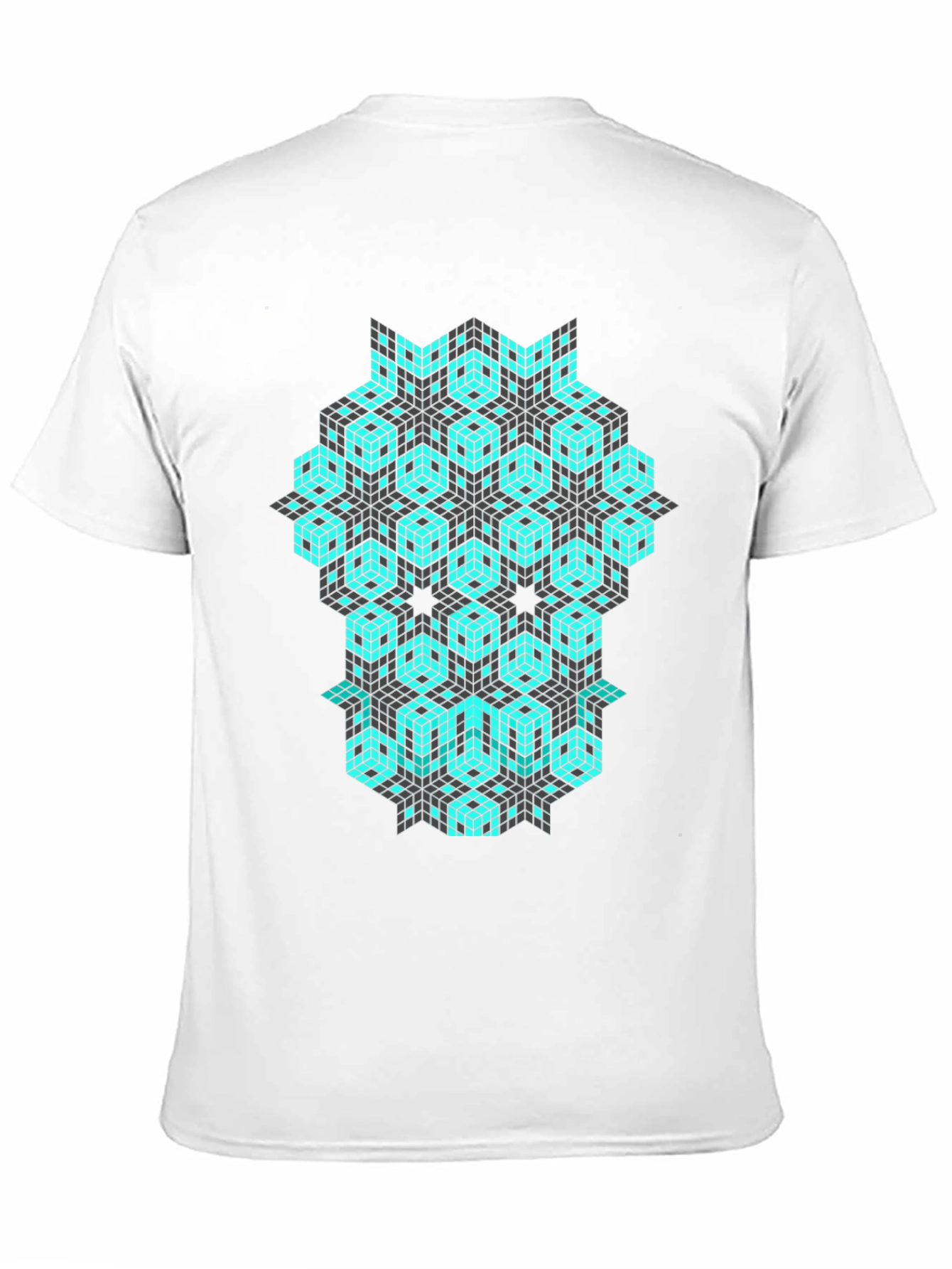 Geometric Cube Pattern Black T-Shirt