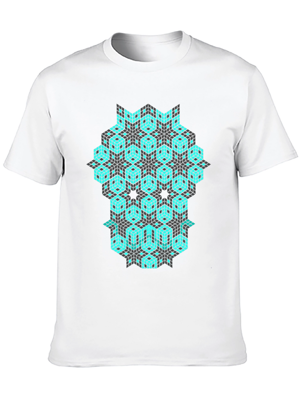Geometric Cube Pattern Black T-Shirt