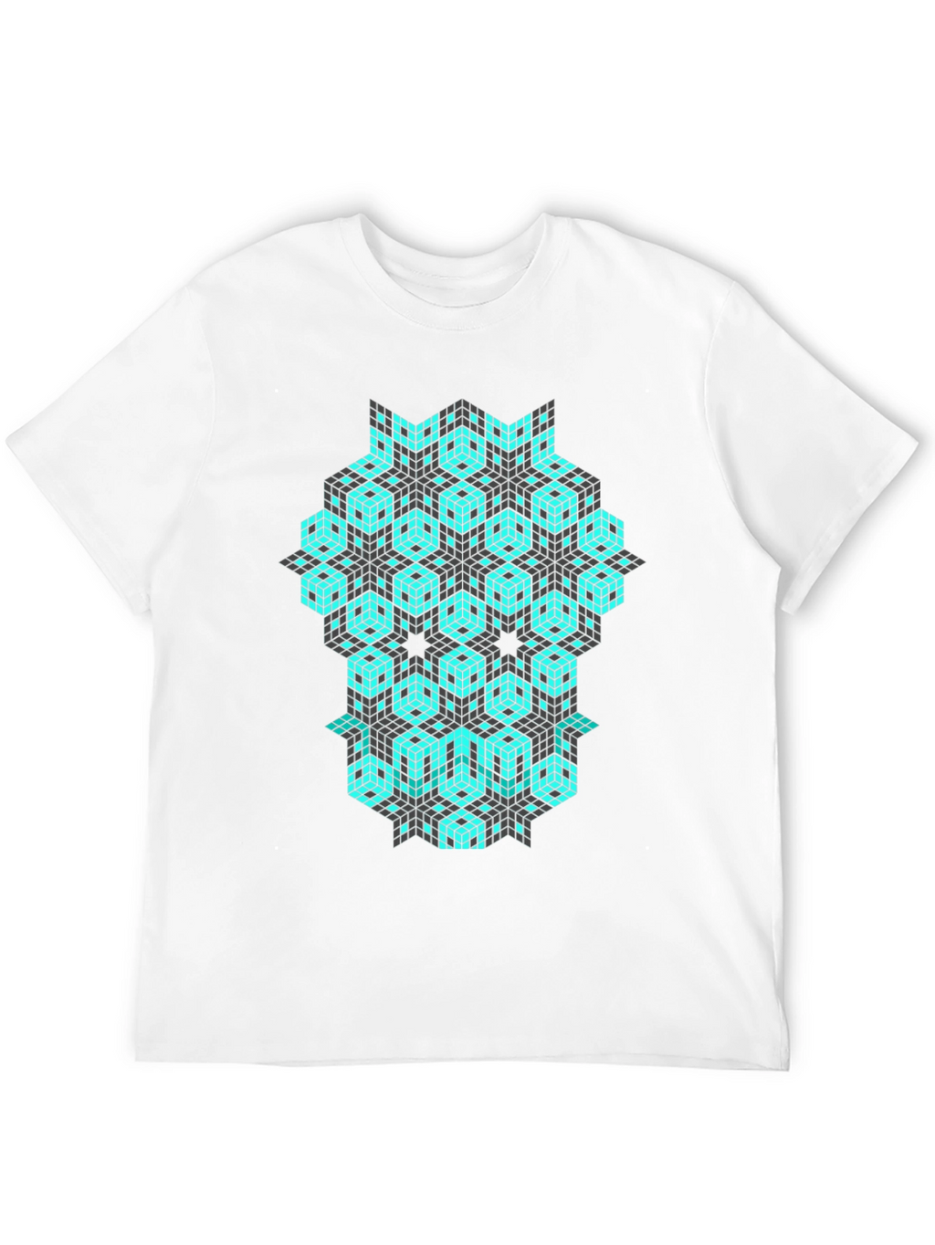 Geometric Cube Pattern Black T-Shirt
