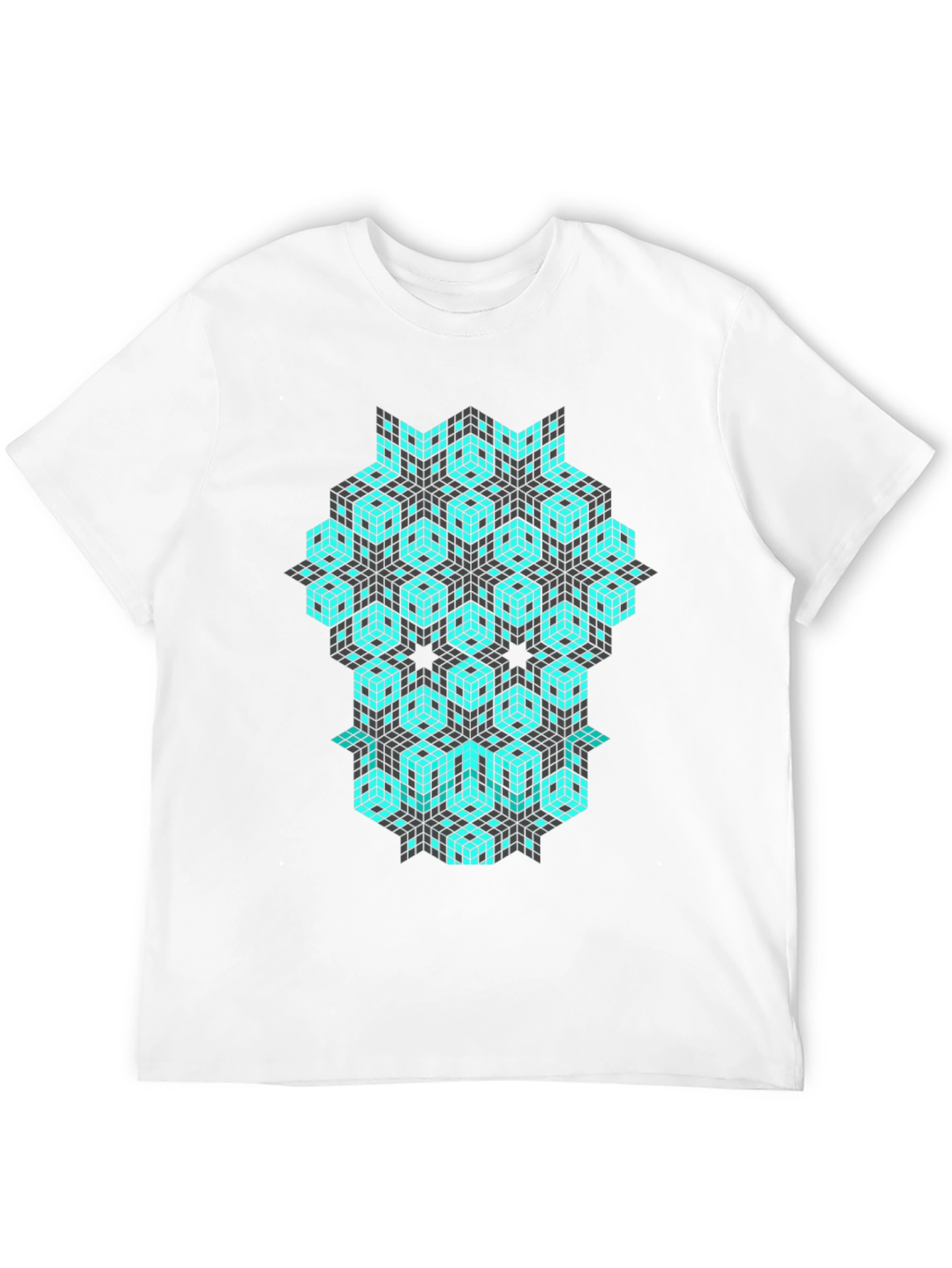 Geometric Cube Pattern Black T-Shirt