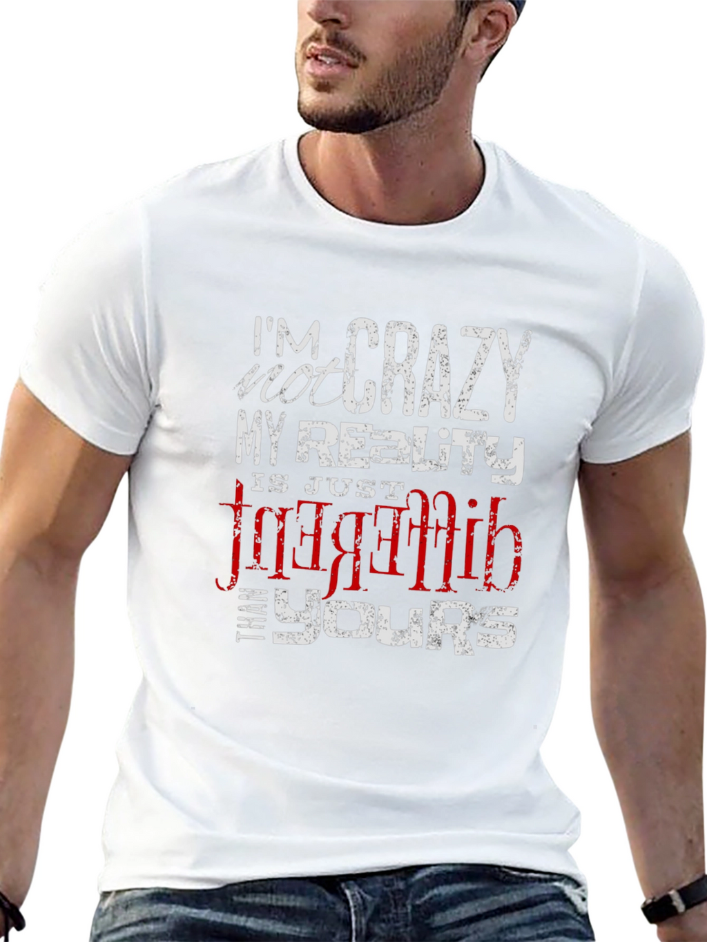 Crazy Reality Graphic Tee - Black Cotton Blend T-Shirt