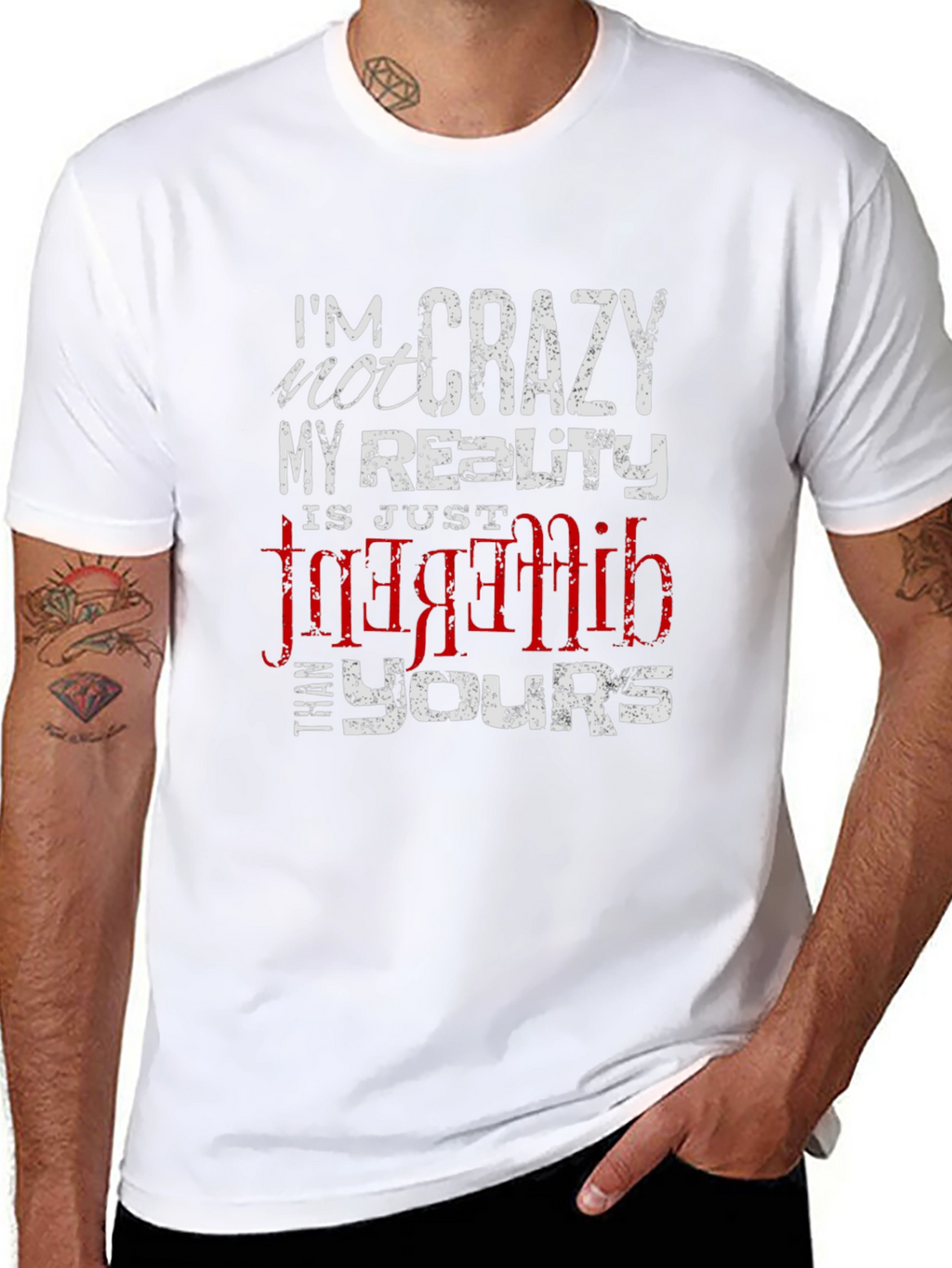 Crazy Reality Graphic Tee - Black Cotton Blend T-Shirt