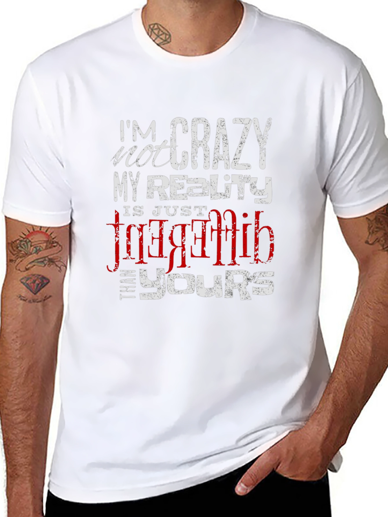Crazy Reality Graphic Tee - Black Cotton Blend T-Shirt