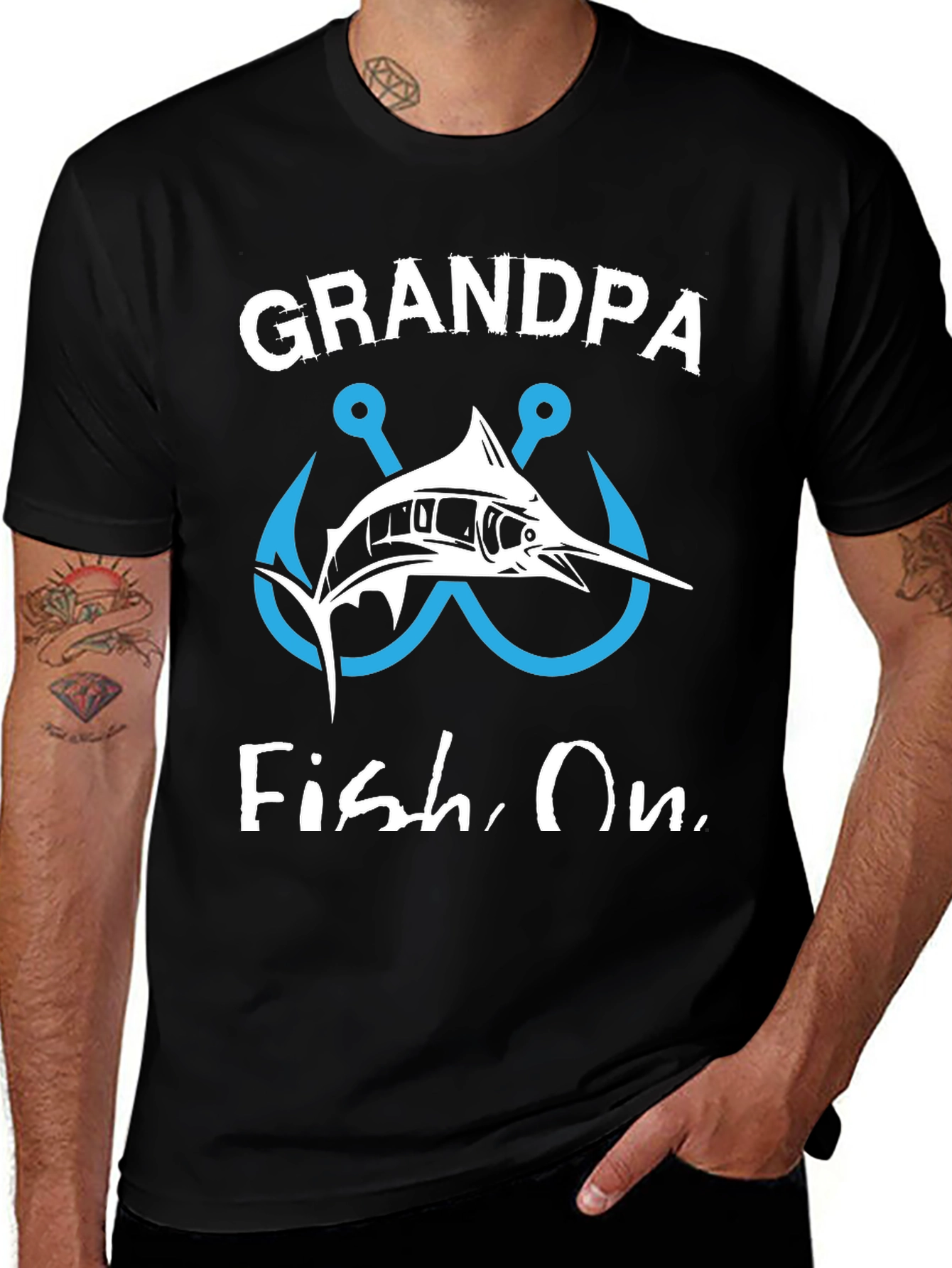 Grandpa Fish On Graphic T-Shirt