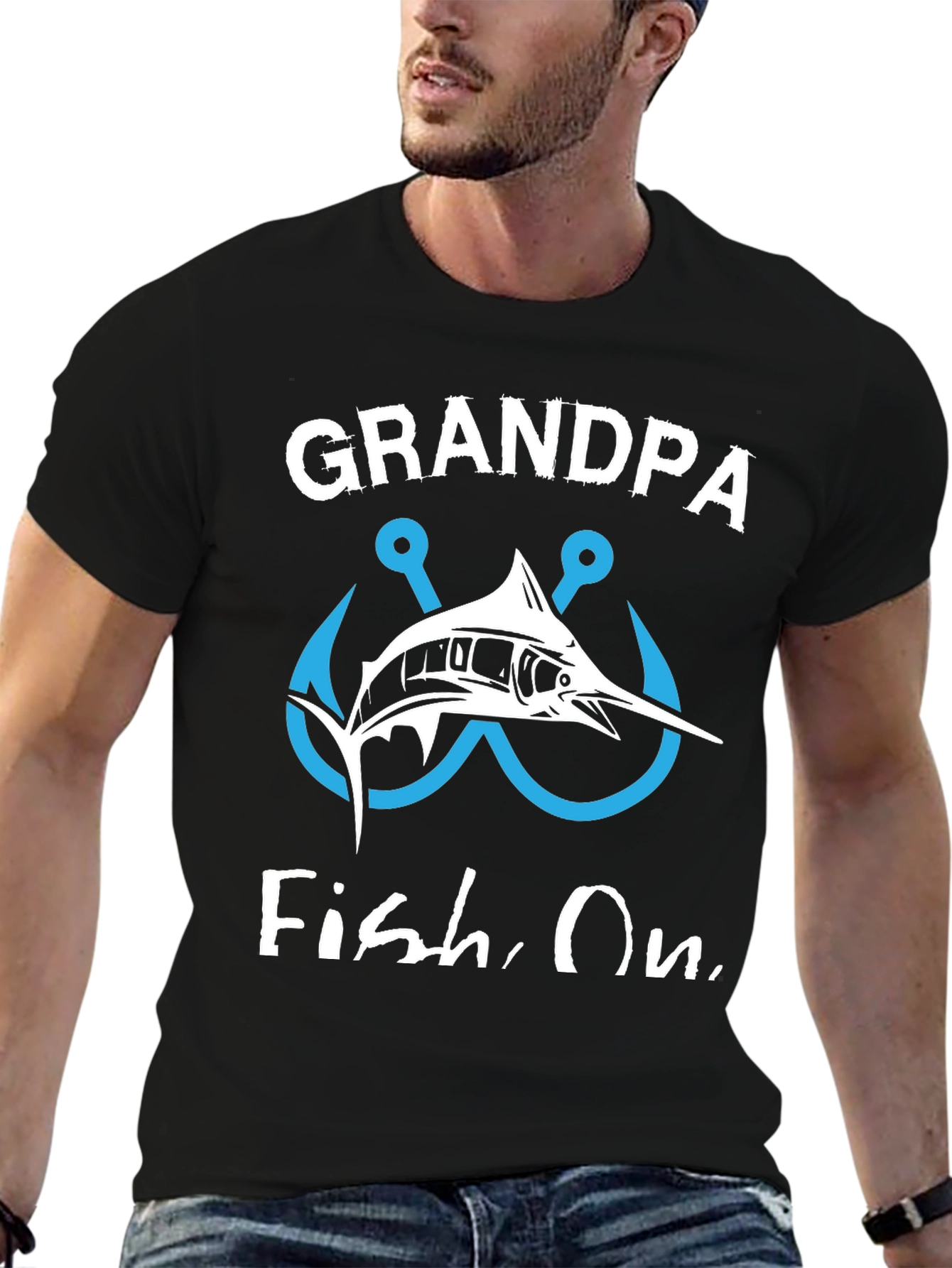 Grandpa Fish On Graphic T-Shirt