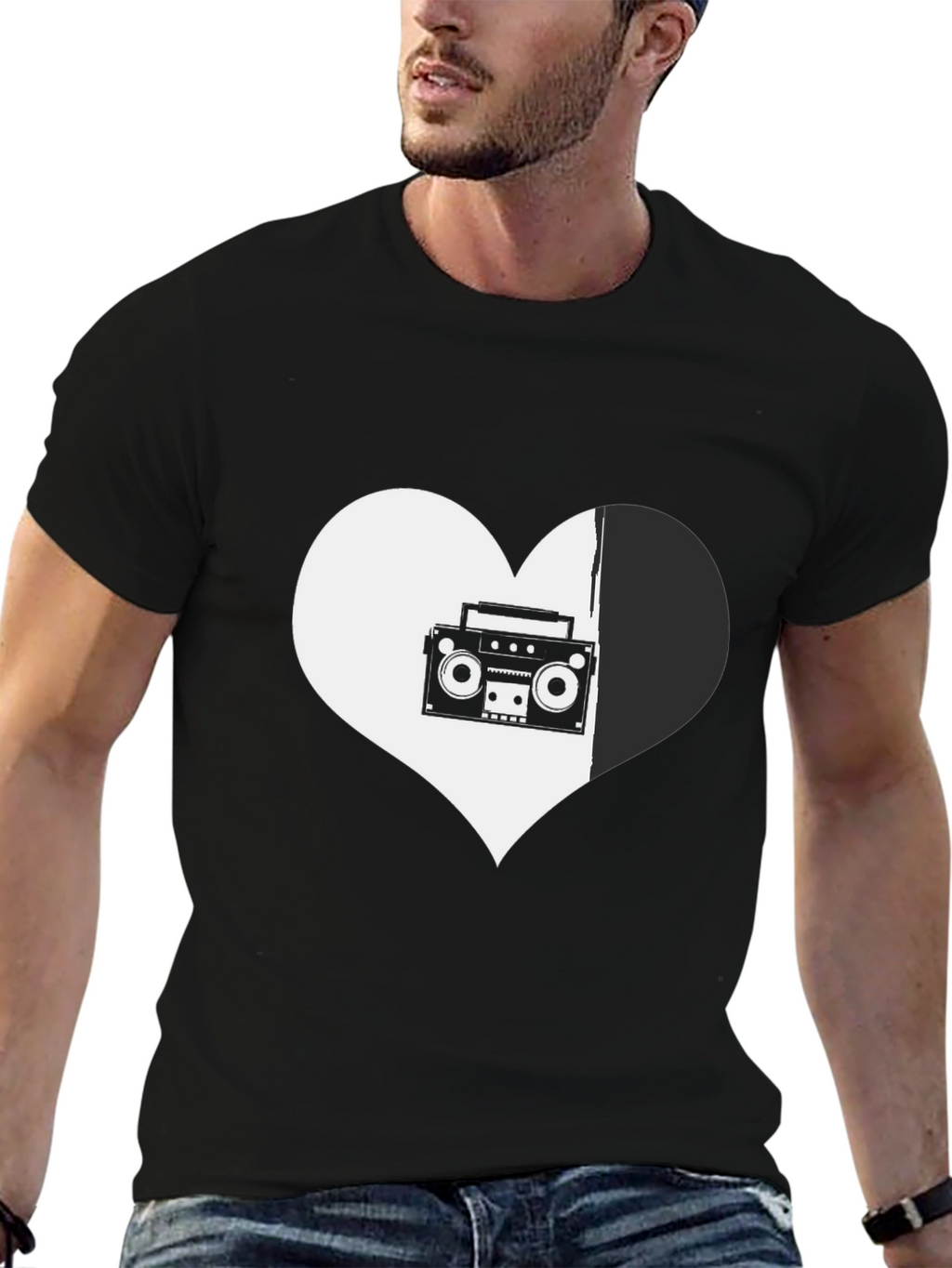 Retro Music Heart Graphic Tee