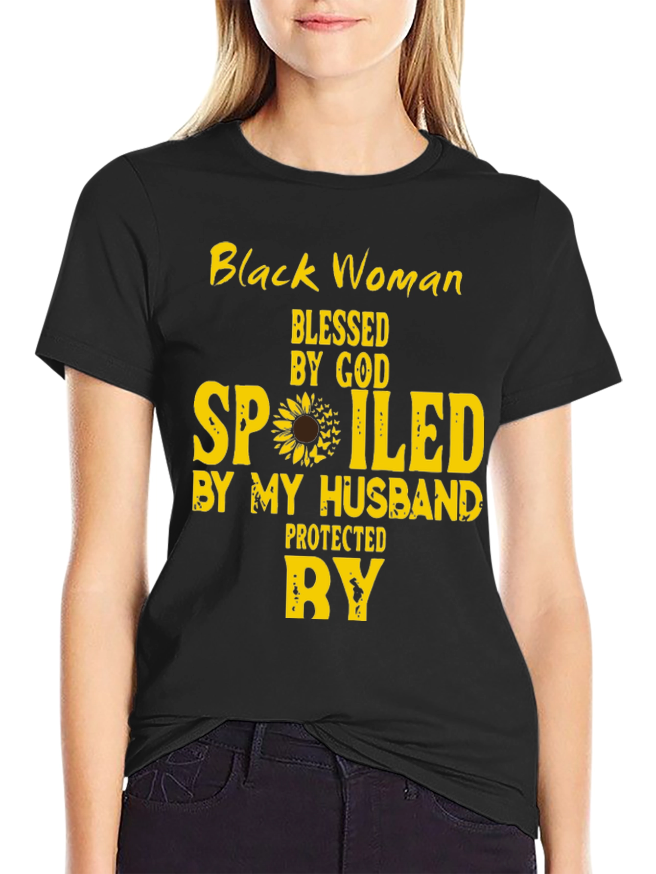 Black Woman Blessed and Spoiled By My Husband Tee