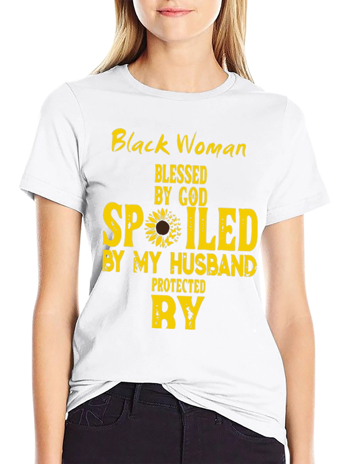 Black Woman Blessed and Spoiled By My Husband Tee