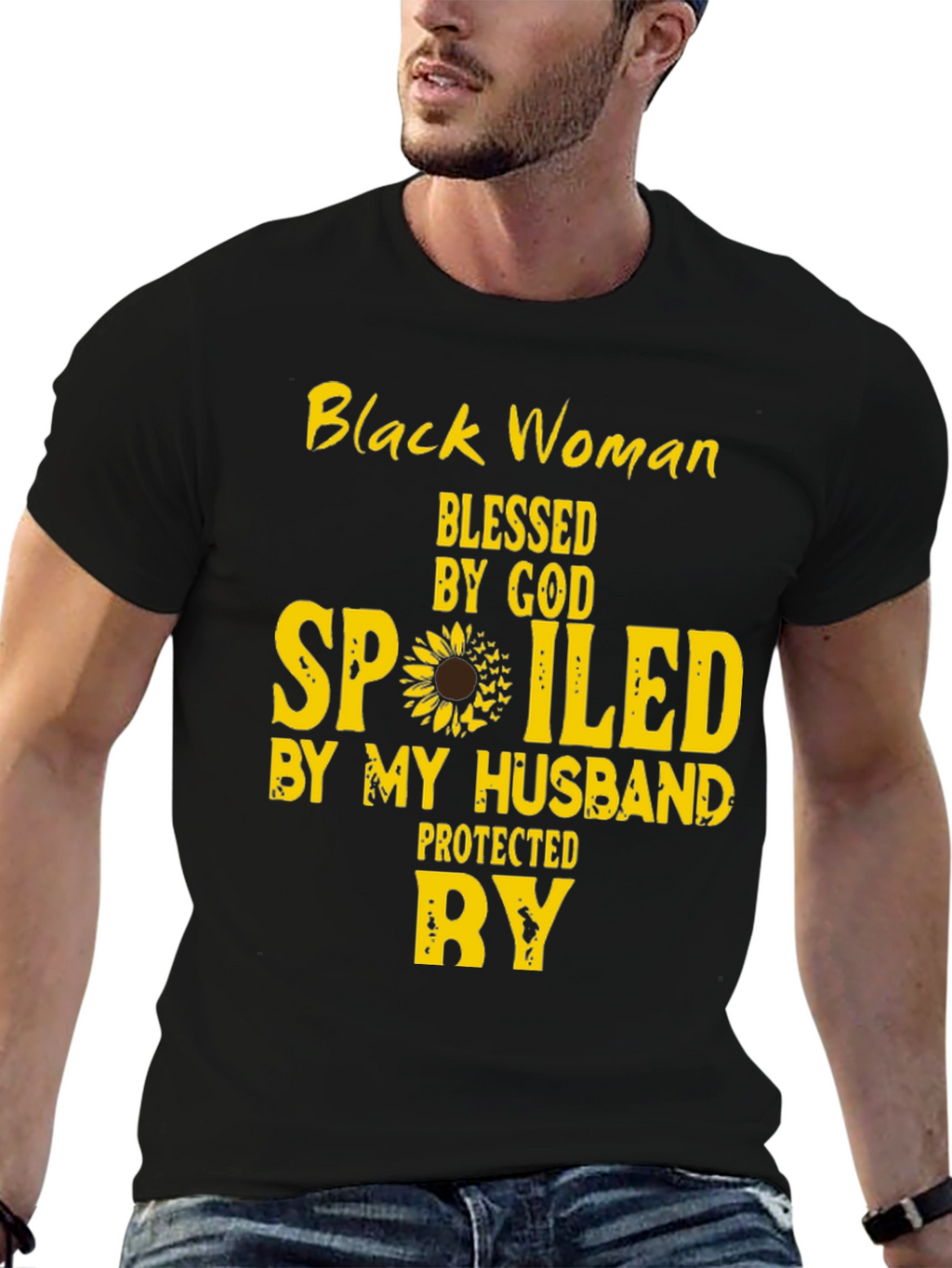 Black Woman Blessed and Spoiled By My Husband Tee