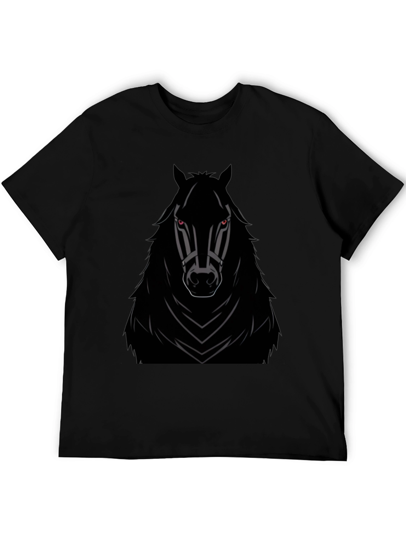 Mens Black Horse Graphic T-Shirt - Edgy Style