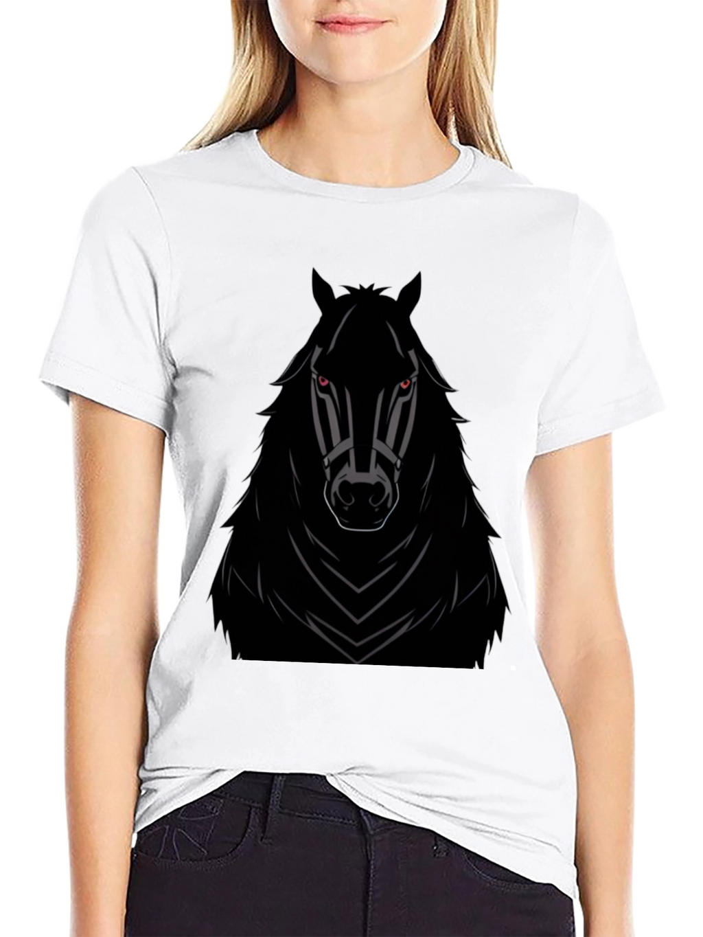 Mens Black Horse Graphic T-Shirt - Edgy Style
